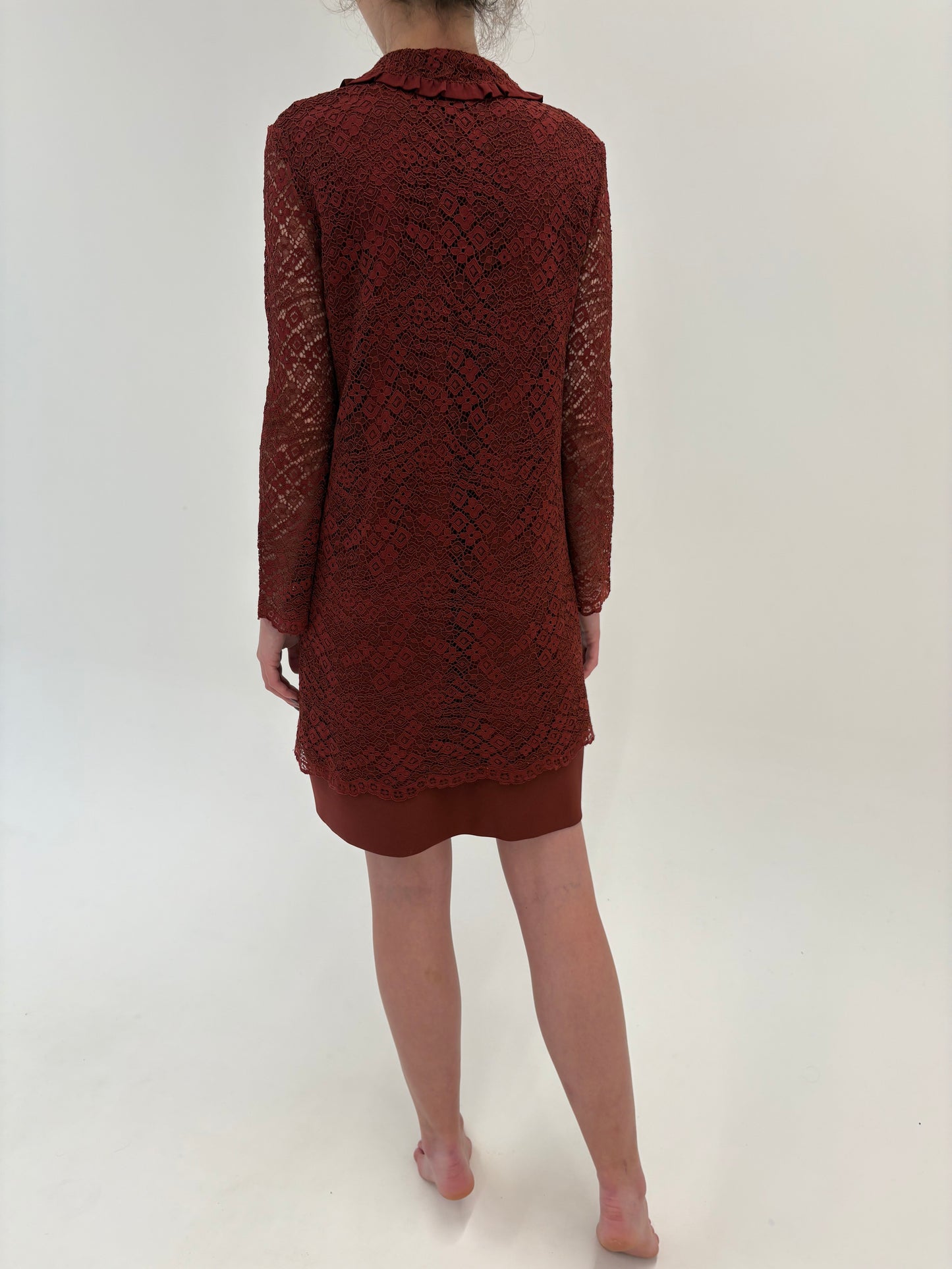 Rochie Old vintage anii 60 de colecție din dantelă plină guipure în culoare superbă
