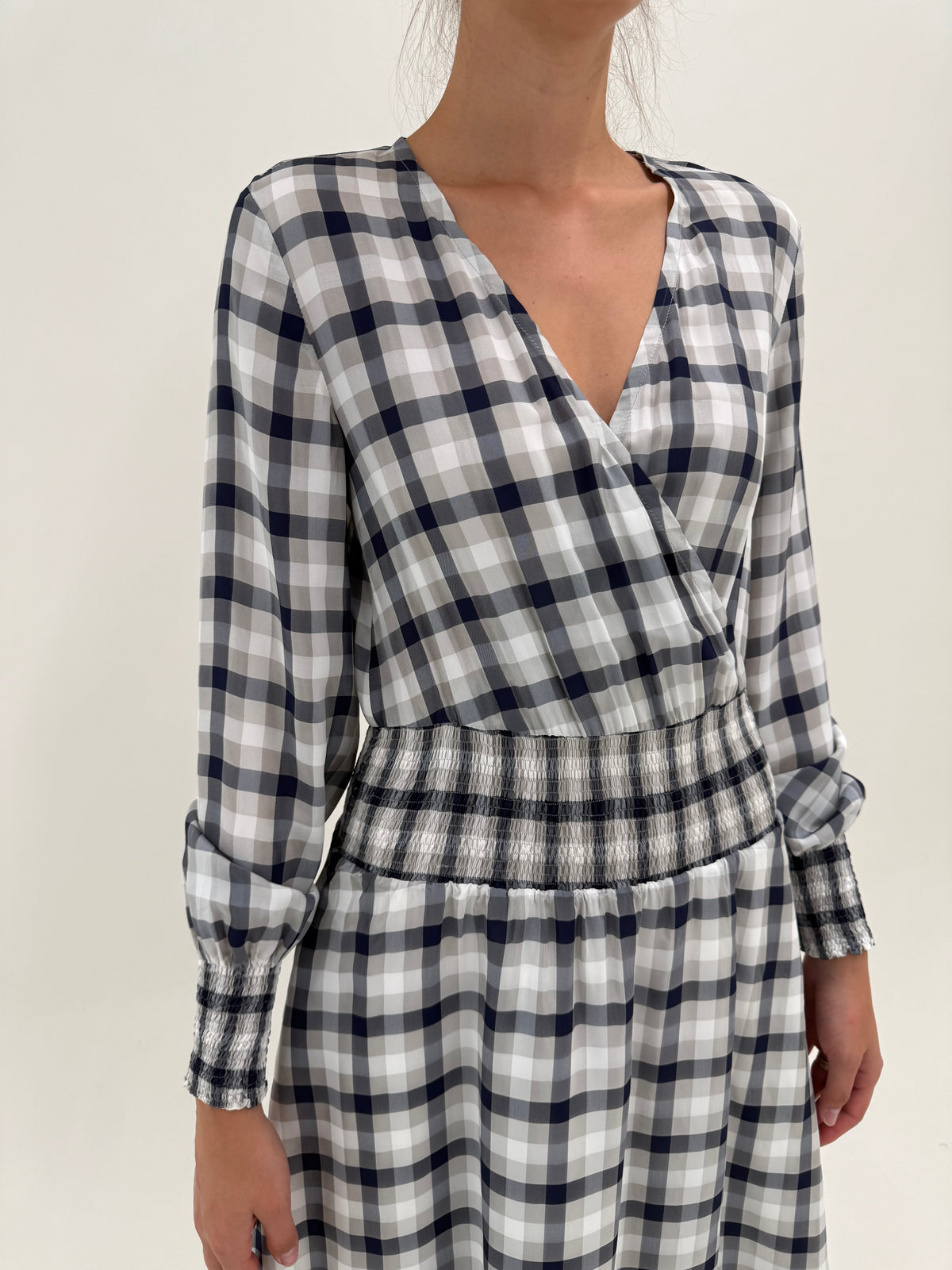 Rochie maxi în carouri în stil Ralph Lauren cu fusta căptușită gros