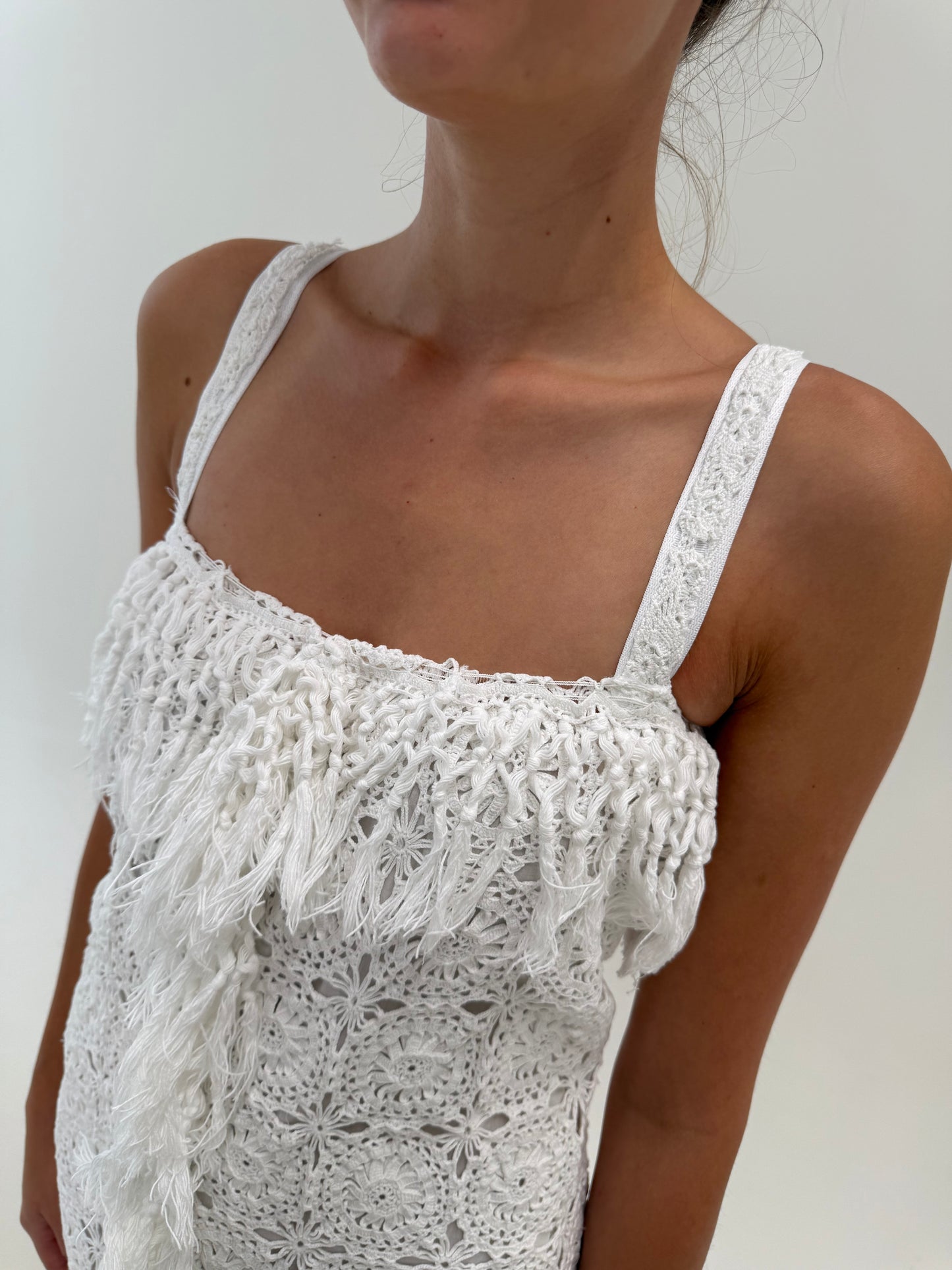 Rochie maxi bijuterie din dantelă macrame lucrată manual