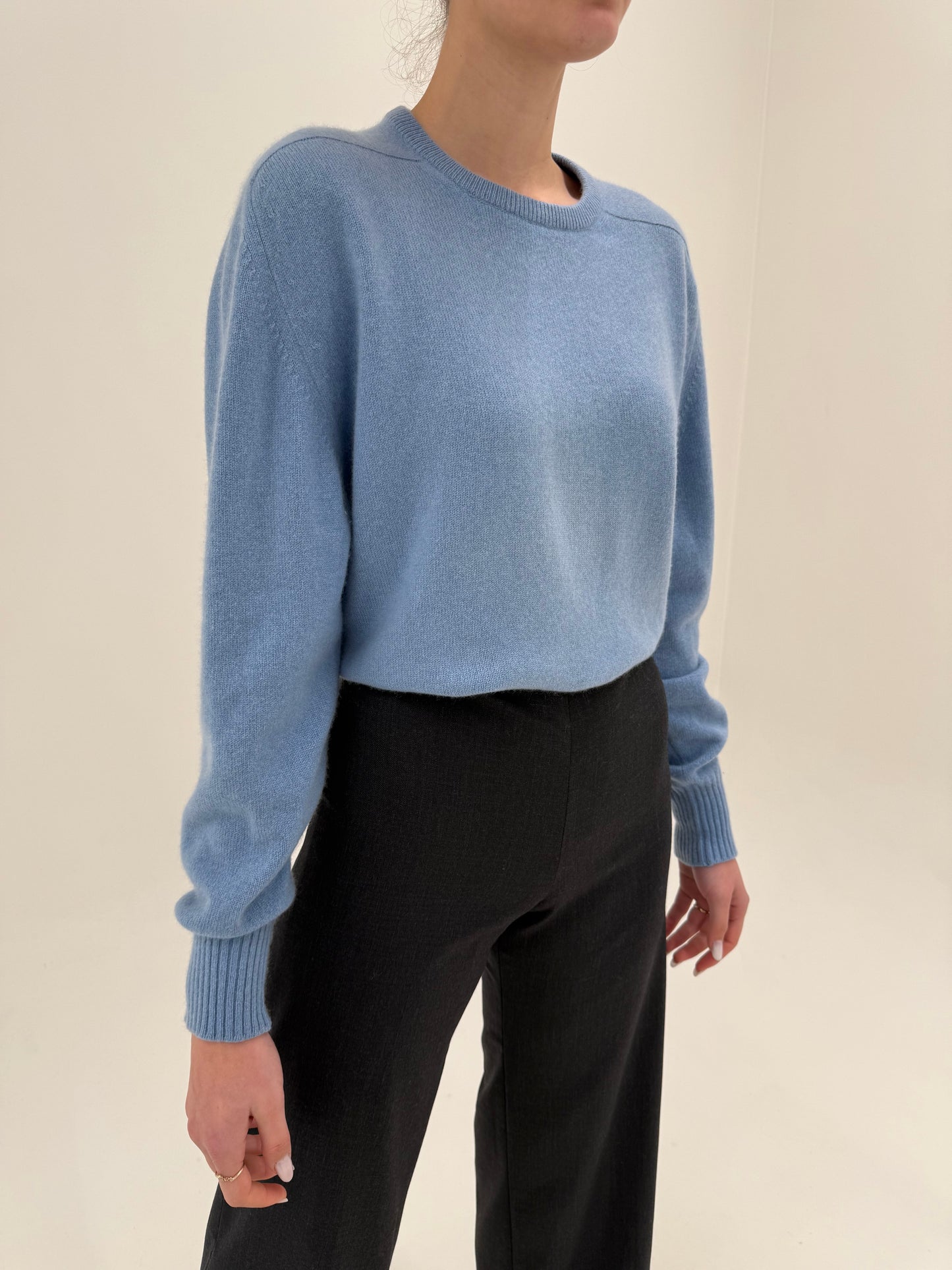 Pulover din cașmir multiply baby blue excepțional British heritage