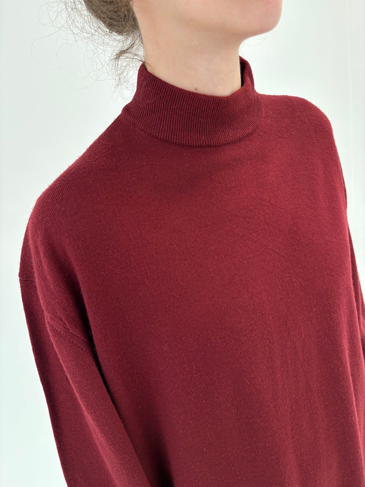 Maleta chimney burgundy din lana extrafina de gramaj mare