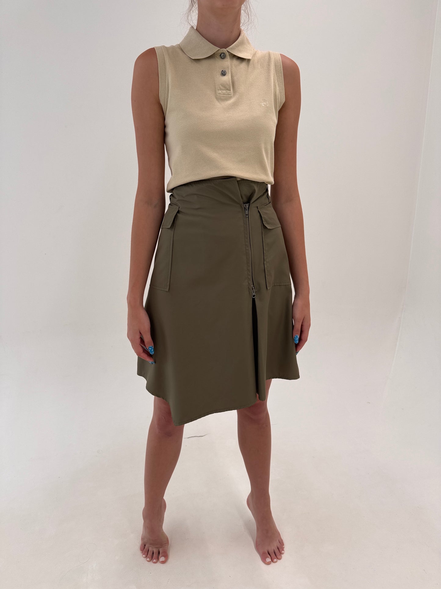 Fustă Kaki Max&Co by Max Mara cu influențe casual și talie ultra înaltă