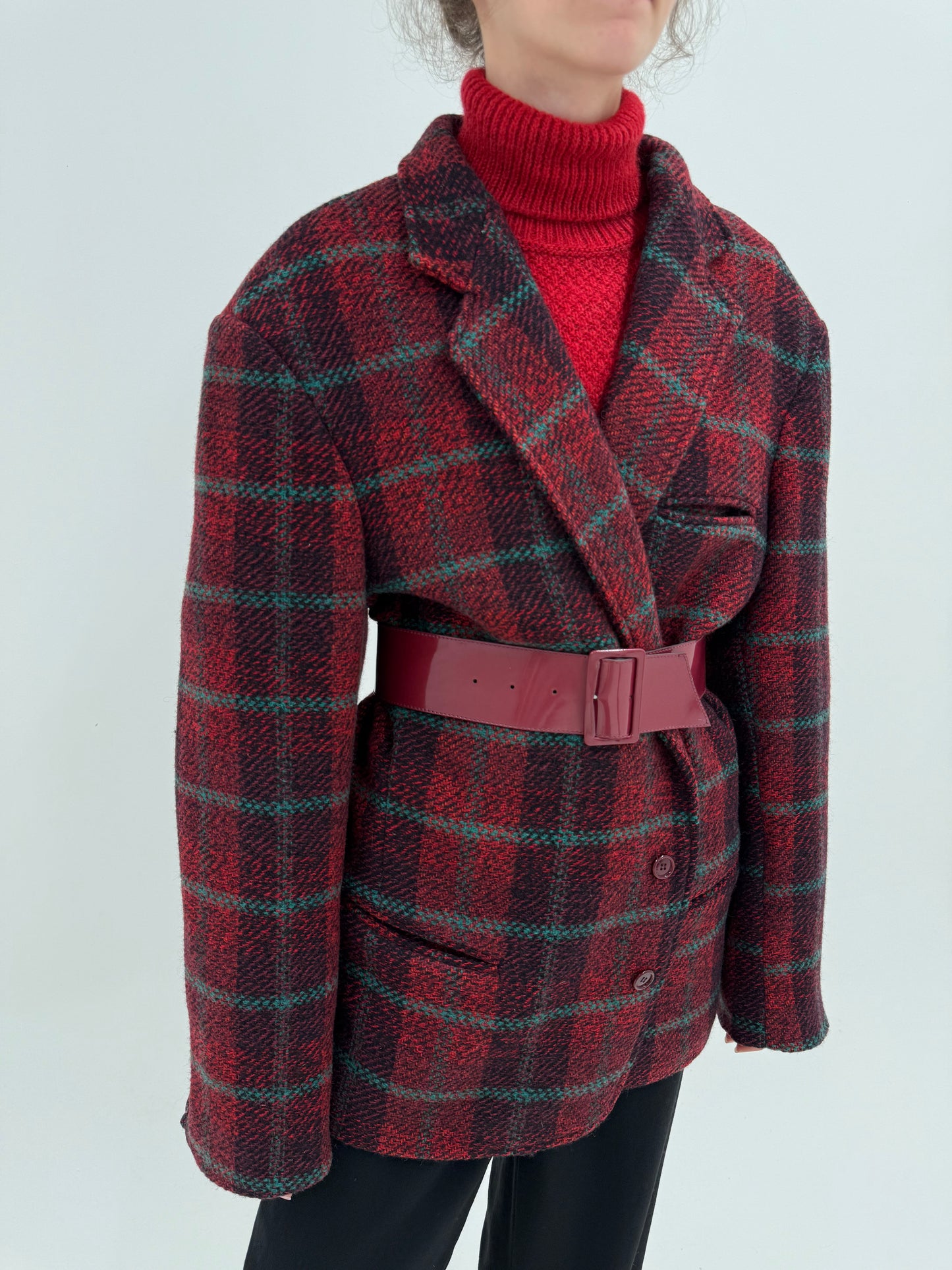 Sacou vintage din tweed în combinație superbă de culori