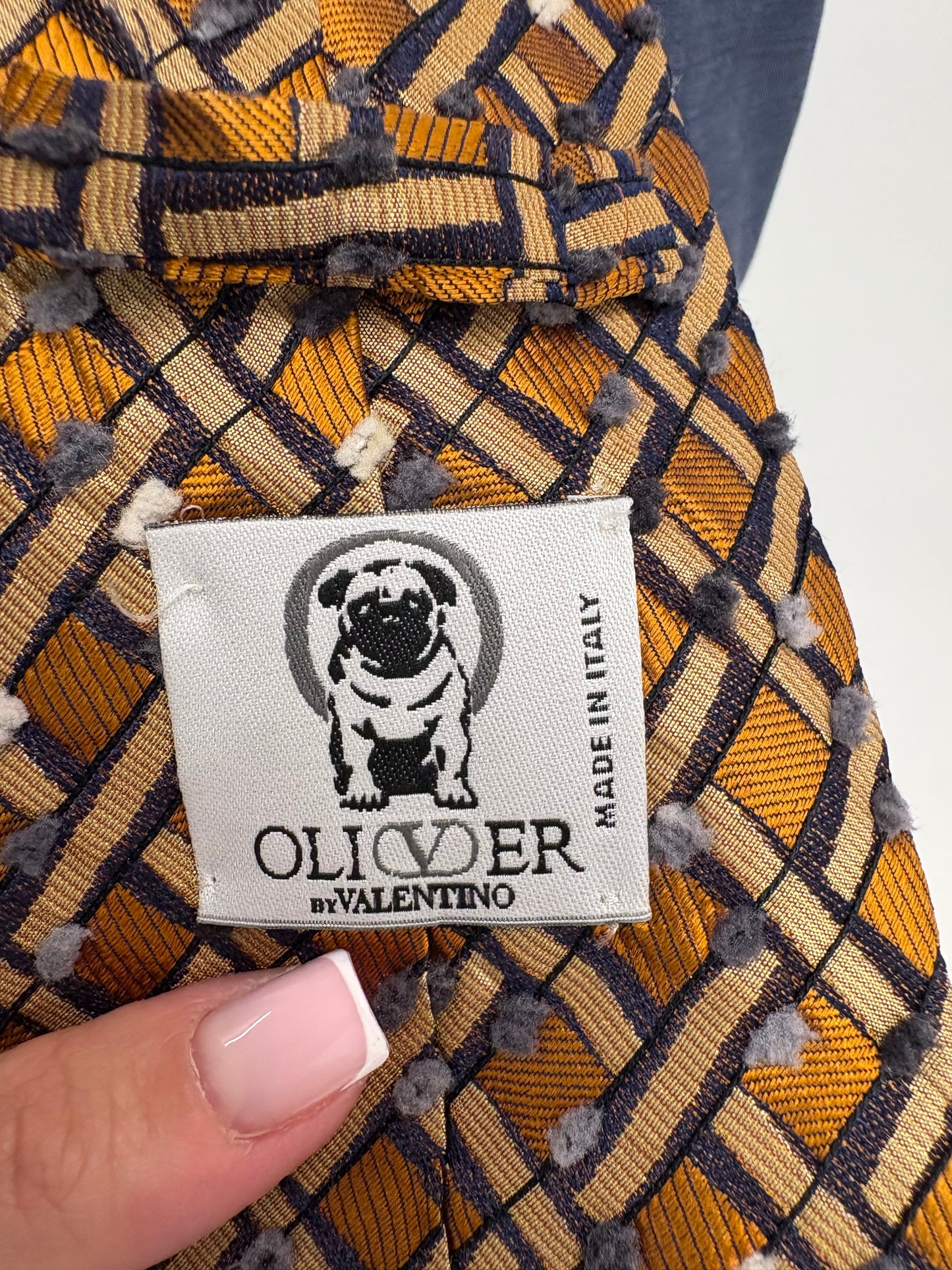 Cravata Valentino din mătase naturală cu textură 3D