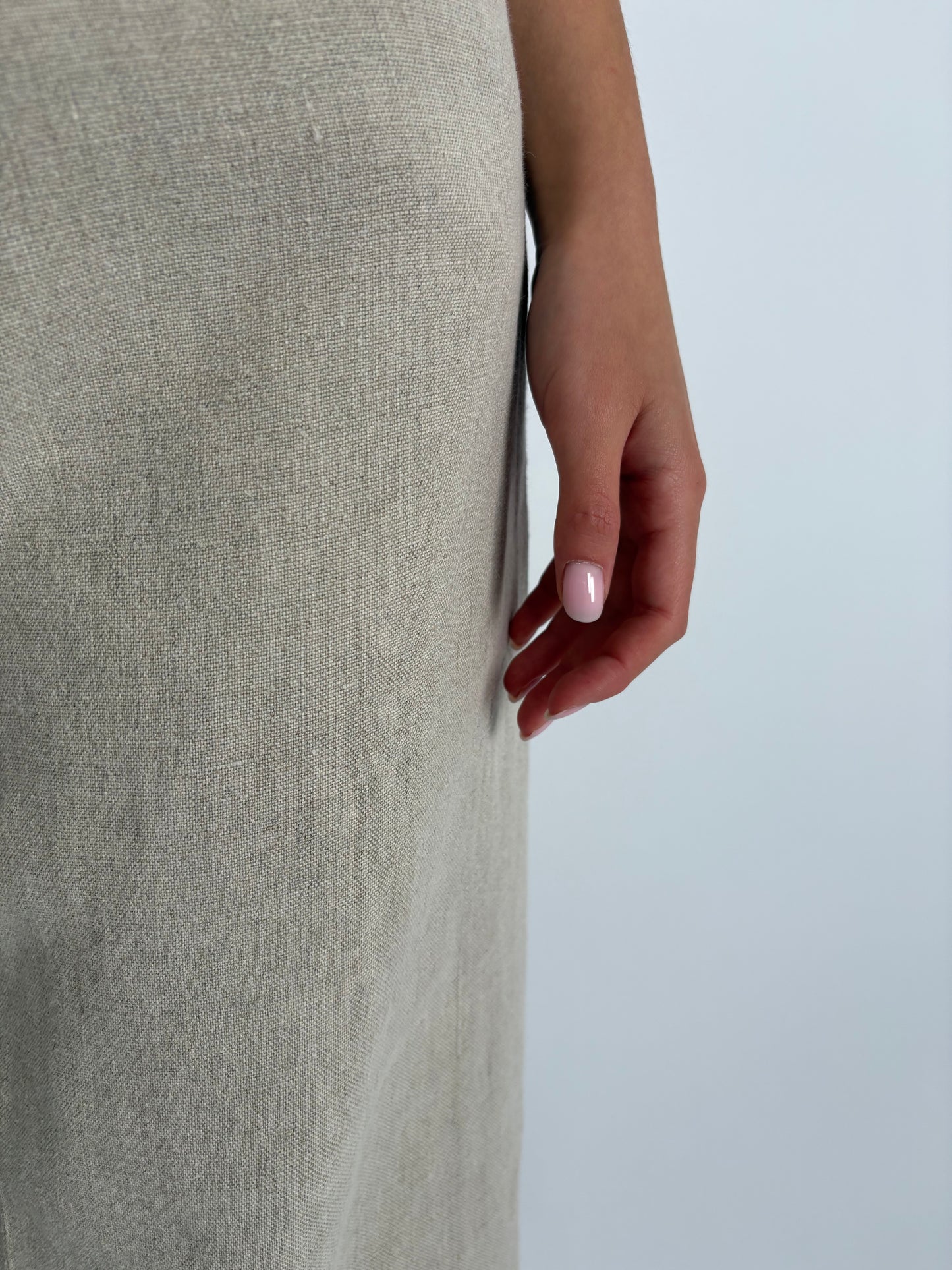 Pantaloni vintage palazzo warm gray din pânză grea de excepționala de in