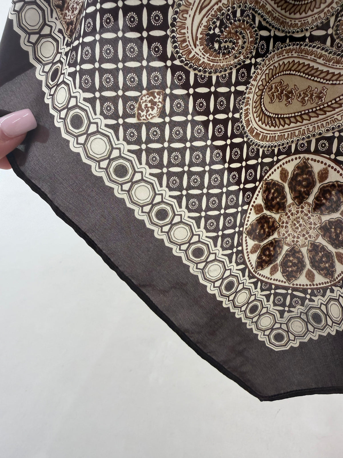 Fustă excepțională din twill de mătase naturală chocolate brown cu print camel
