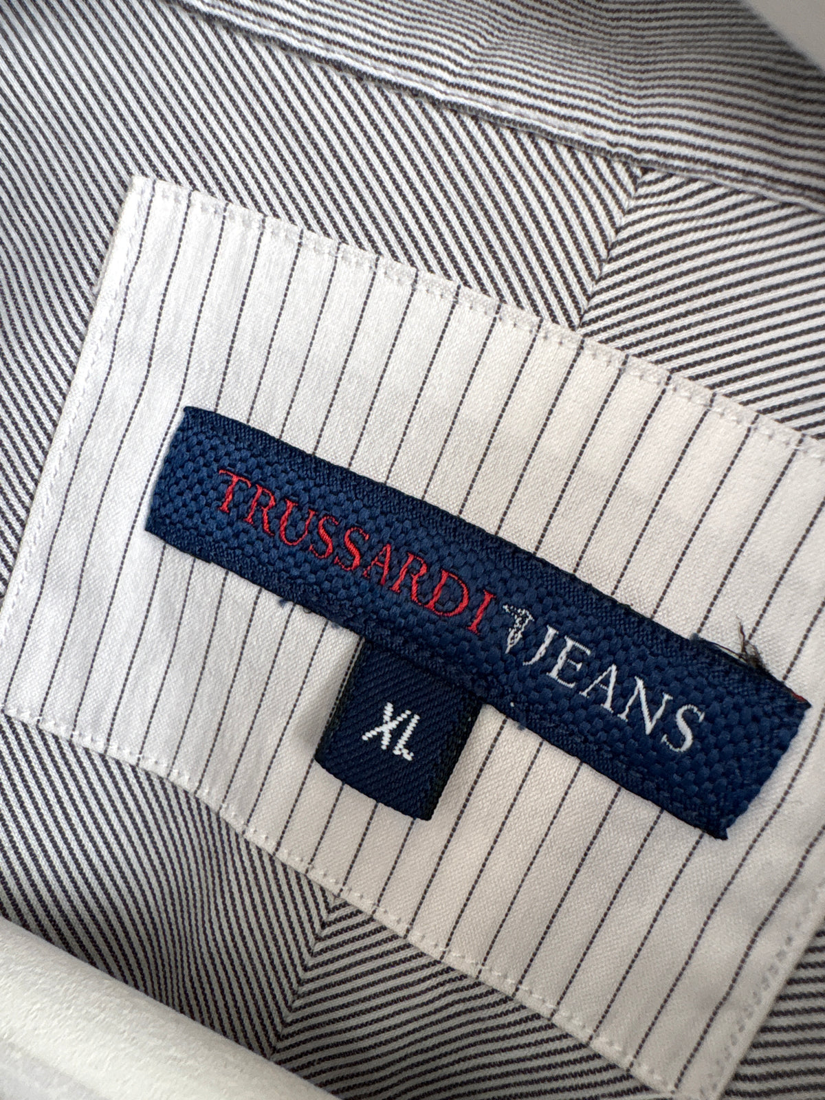 Cămașa luxury Trussardi ultra confort din poplin Chevron alb negru
