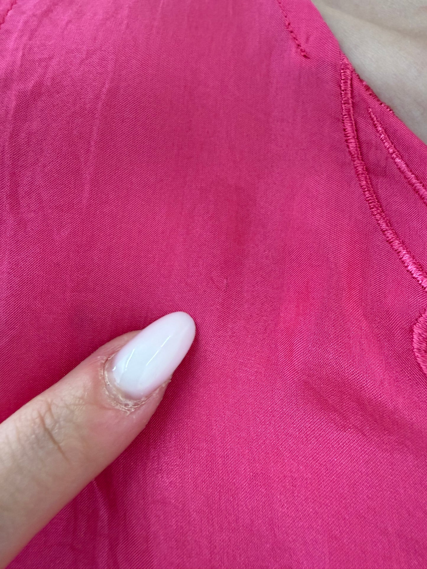 Top fucsia din mătase naturală