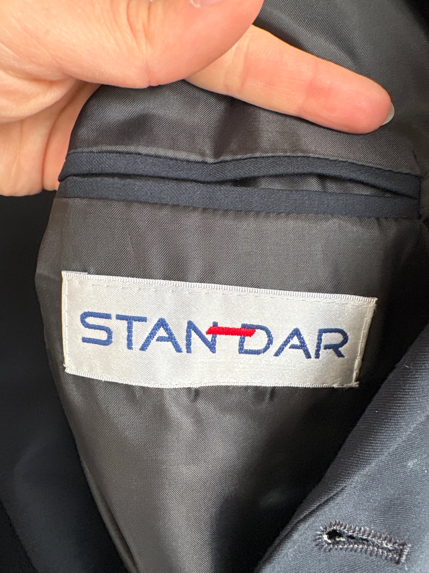 Sacou Navy tall in croi actual din stofita de sezon cald