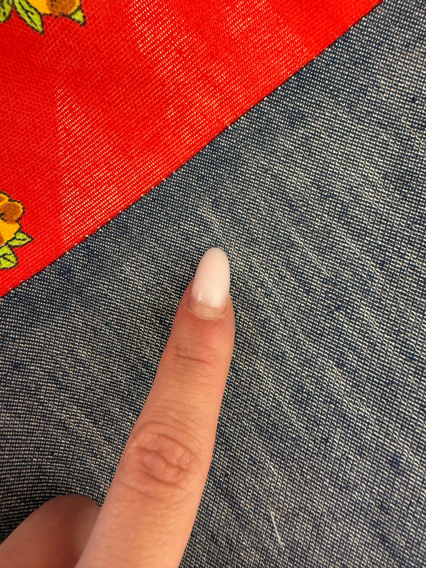 Fustă vintage din pânză cu aspect de jeans si inserții colorate in croi super amplu