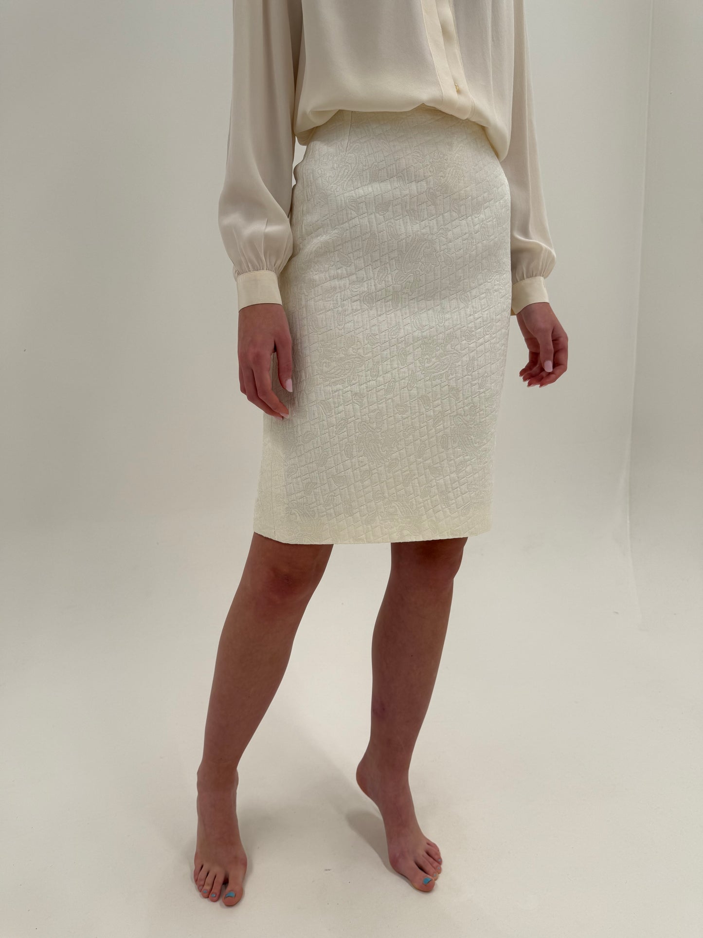 Deux piece old vintage anii 80 în stil Dior New Look din jacquard cu lana