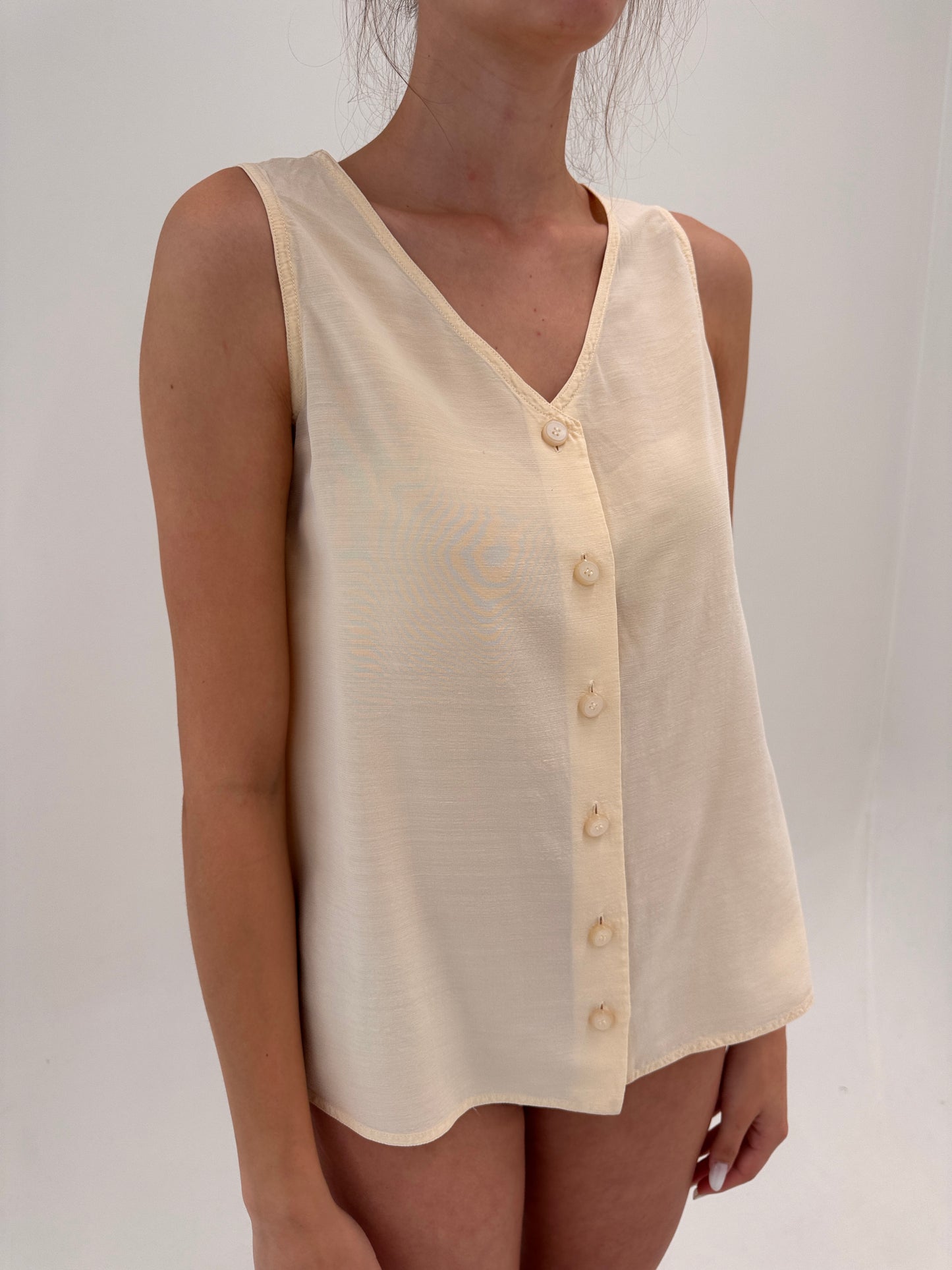 Top light nude din mătase naturală