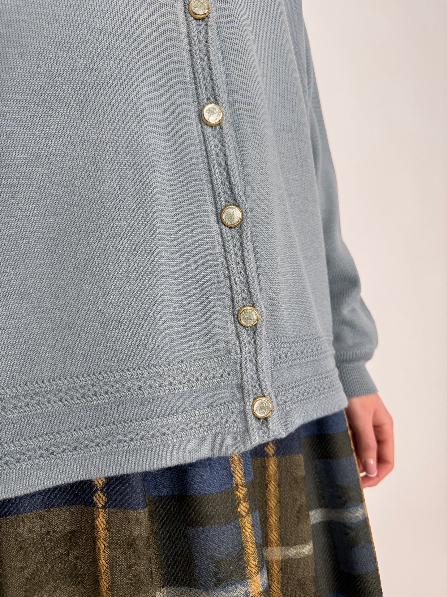 Cardigan subțire vintage italian baby blue din lana extrafina