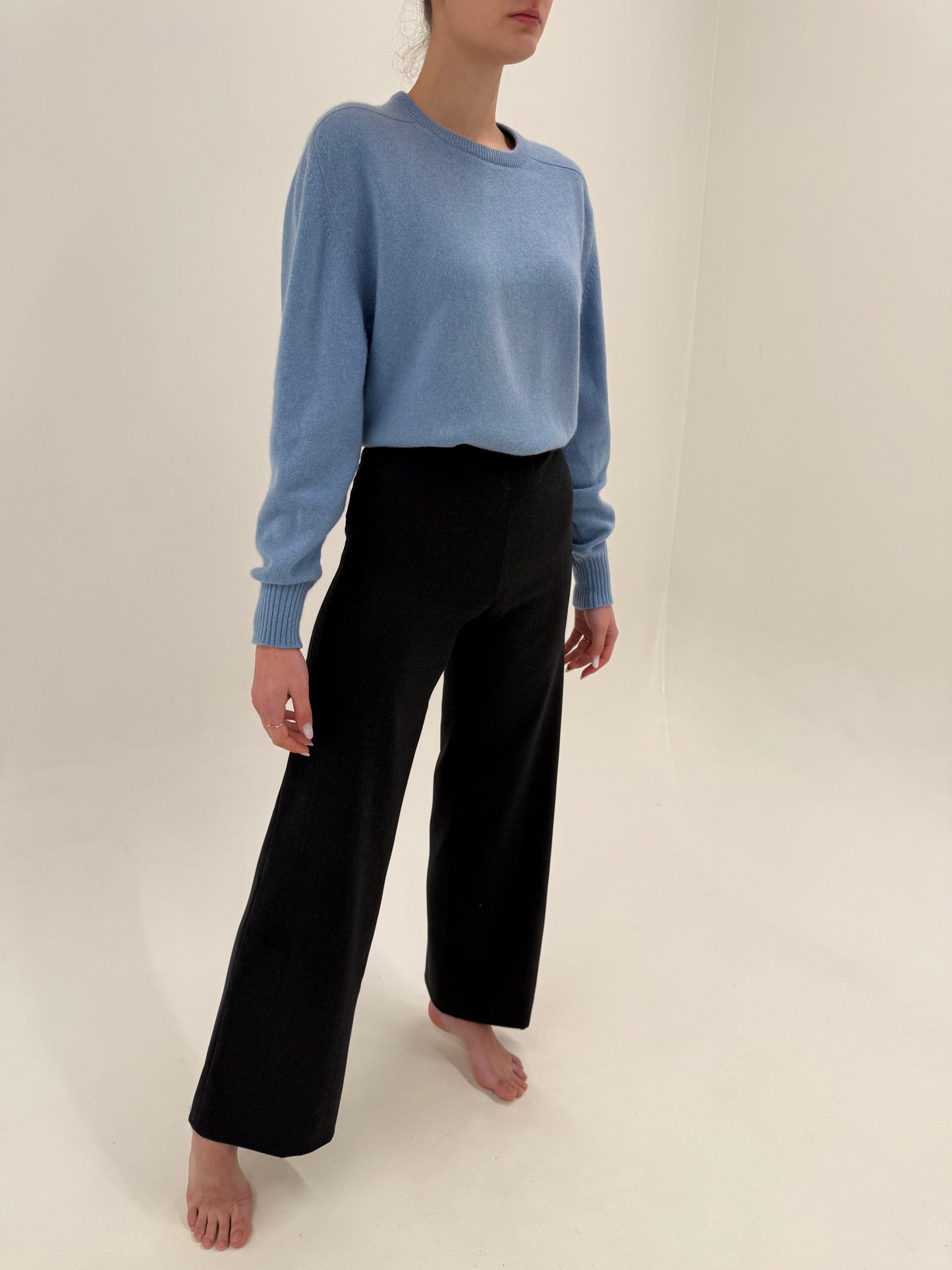 Pantaloni palazzo Max Mara din lanita extrafina subțire confort de primăvară