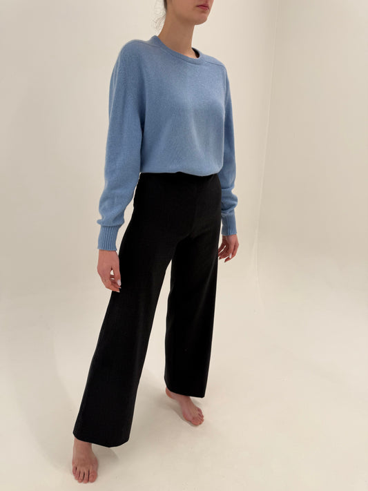 Pantaloni palazzo Max Mara din lanita extrafina subțire confort de primăvară