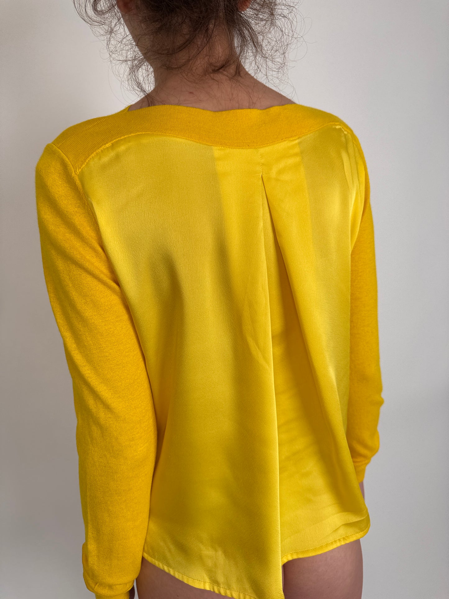 Bluză amber yellow Patrizia Pepe din jerse și satin