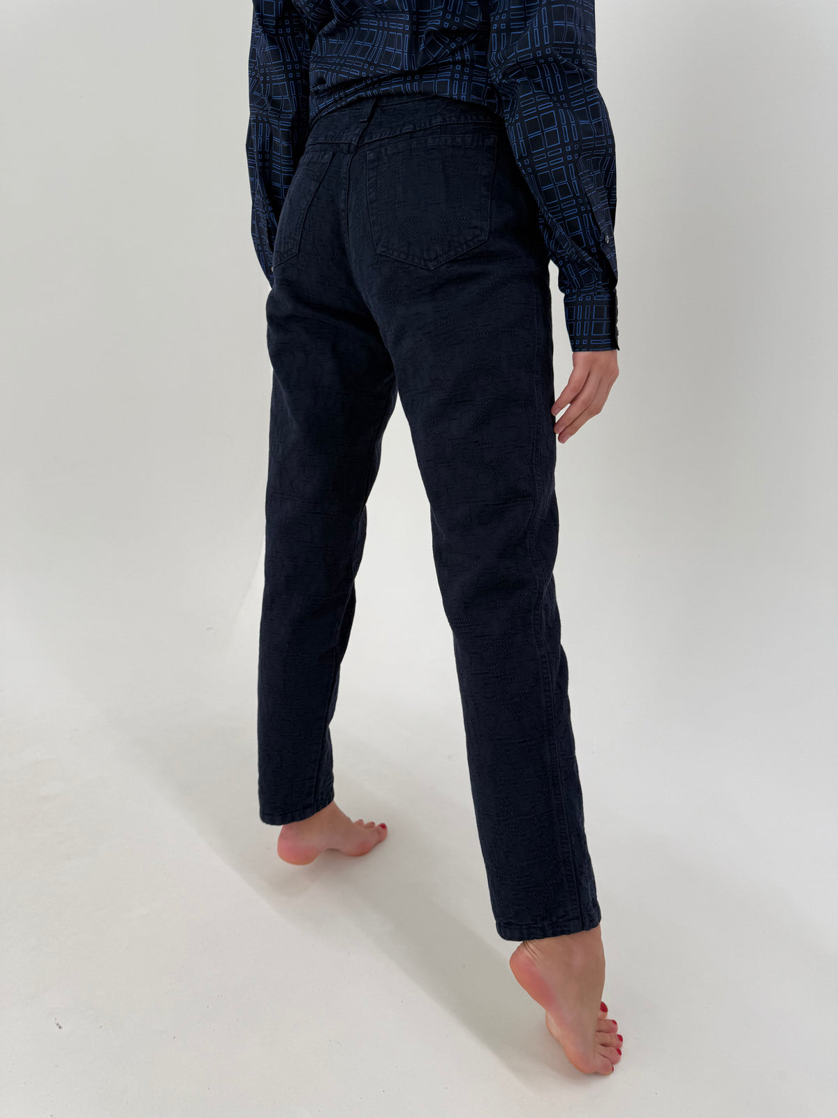 Pantaloni vintage Rocco Barocco din brocart gros și moale de bumbac