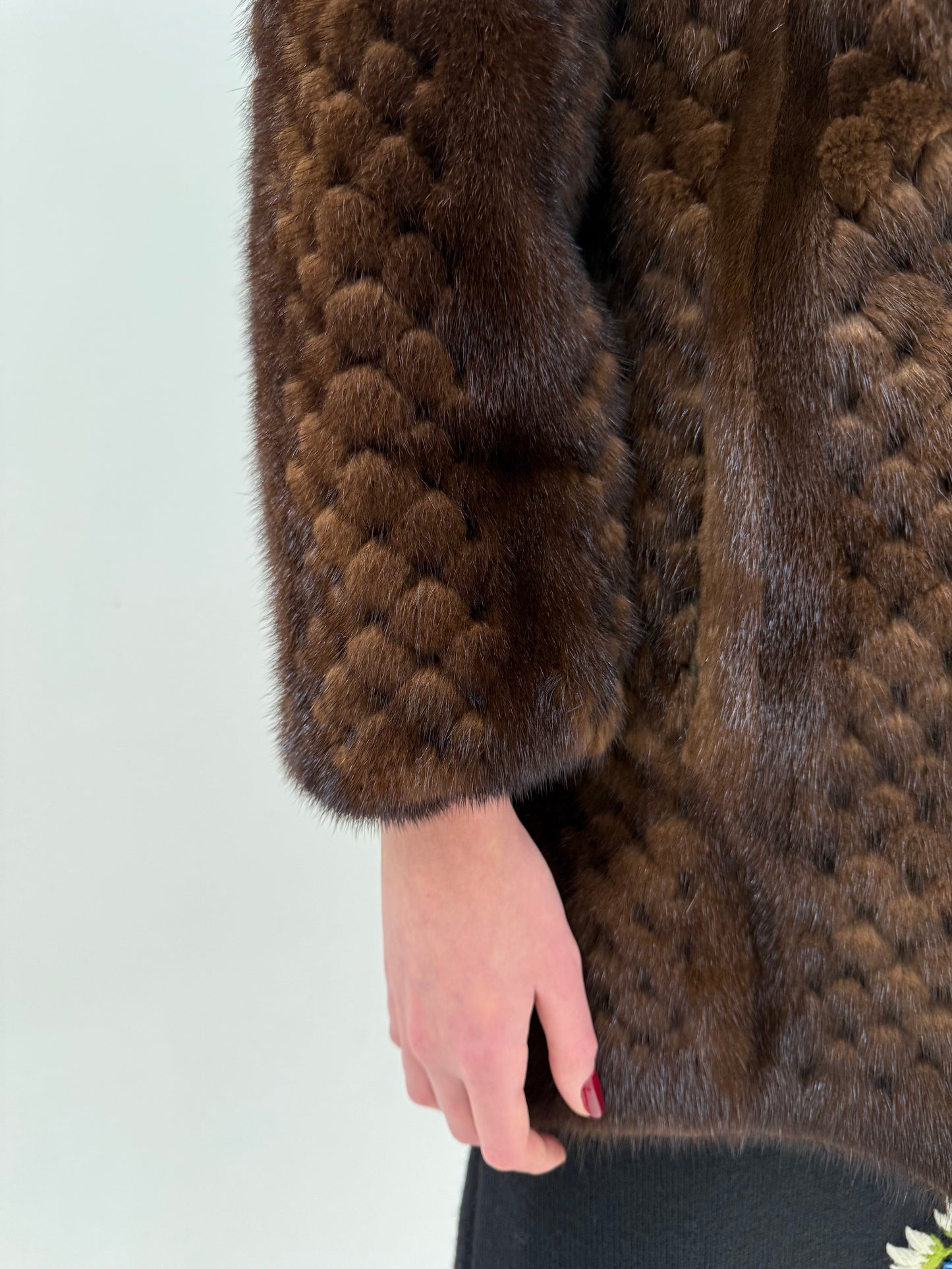 Blană naturală de nurcă chocolate brown cu efect deosebit