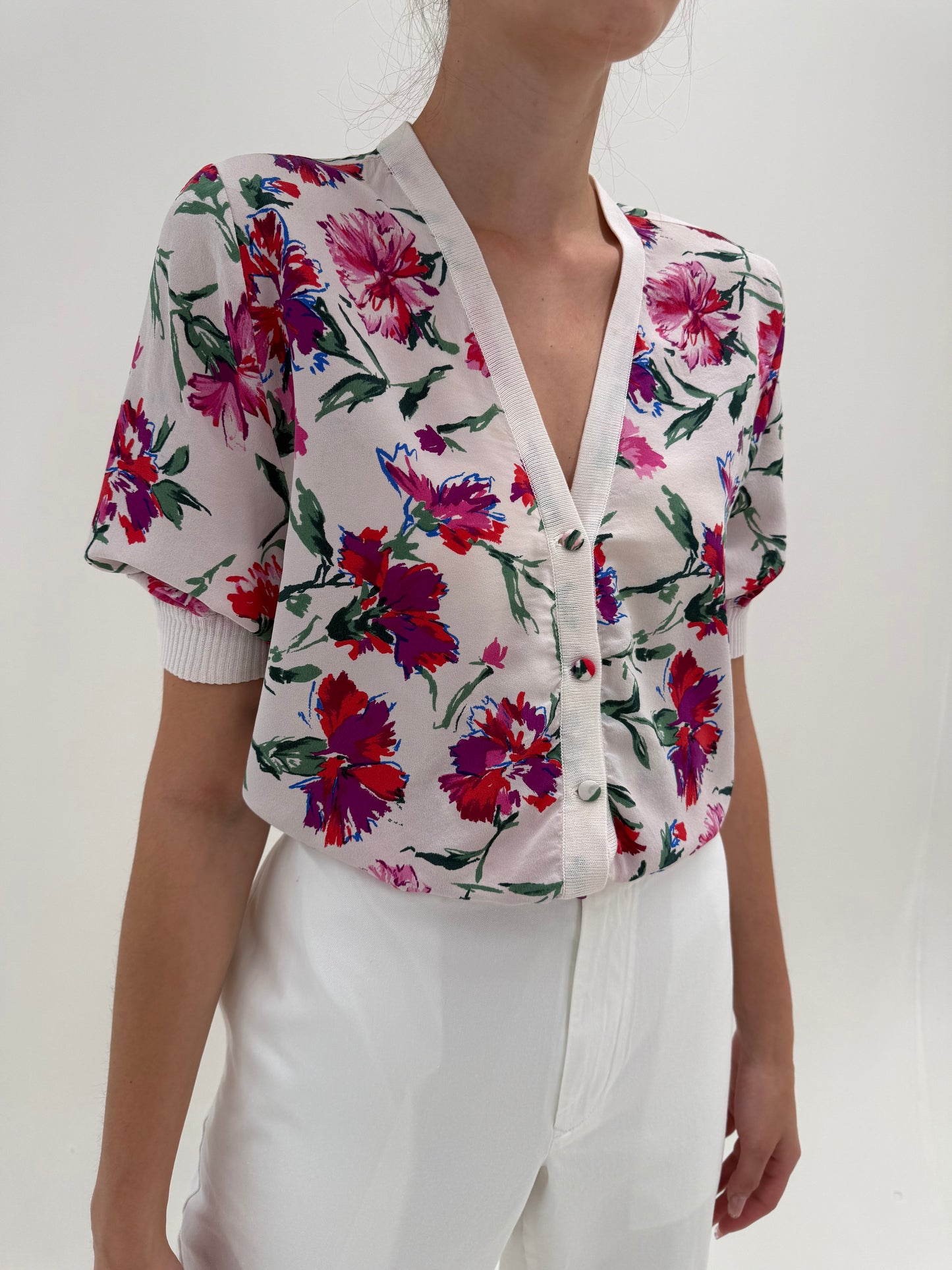 Top vintage Versace couture ‘Alta Moda’ din mătase naturală