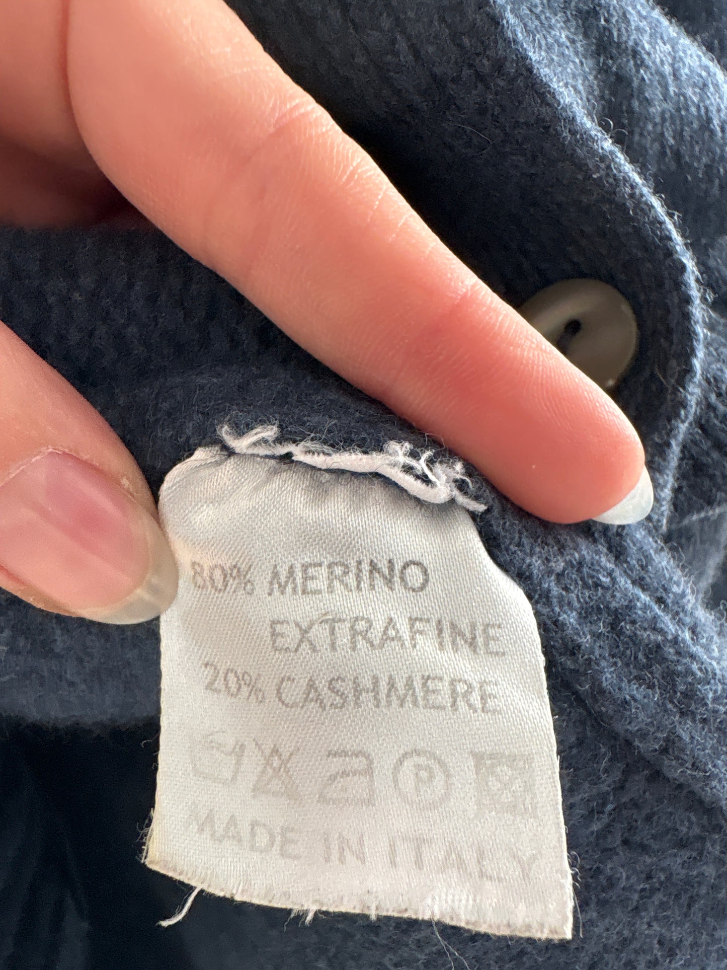 Cardigan italian jeans blue gros din cașmir și lana merino extrafina