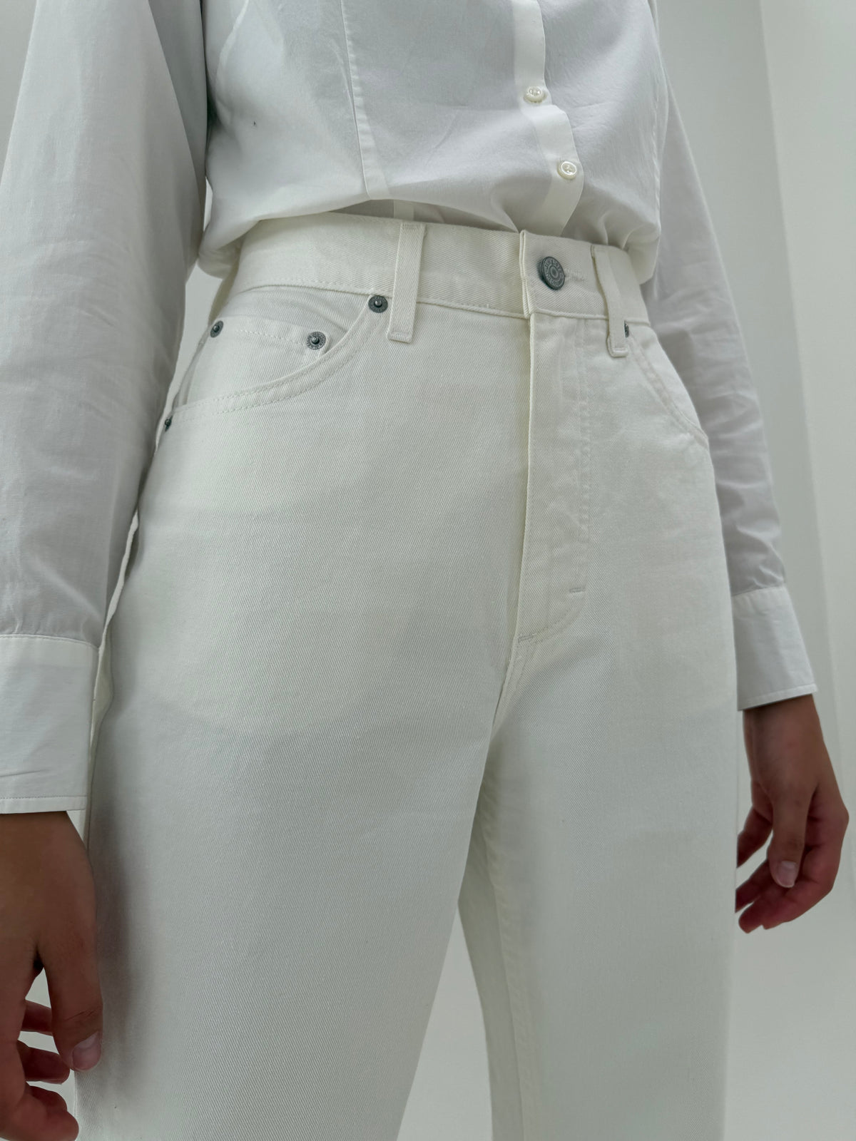 Jeans vintage din bumbac gros mom fit cu talie ultra înaltă
