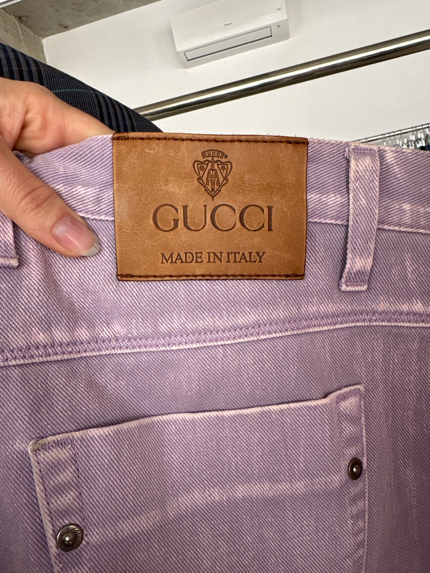 Jeans Gucci lavender de vară in croi clasic