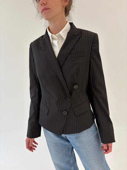 Sacou luxury René Lezard negur în croi ultra chic cambrat