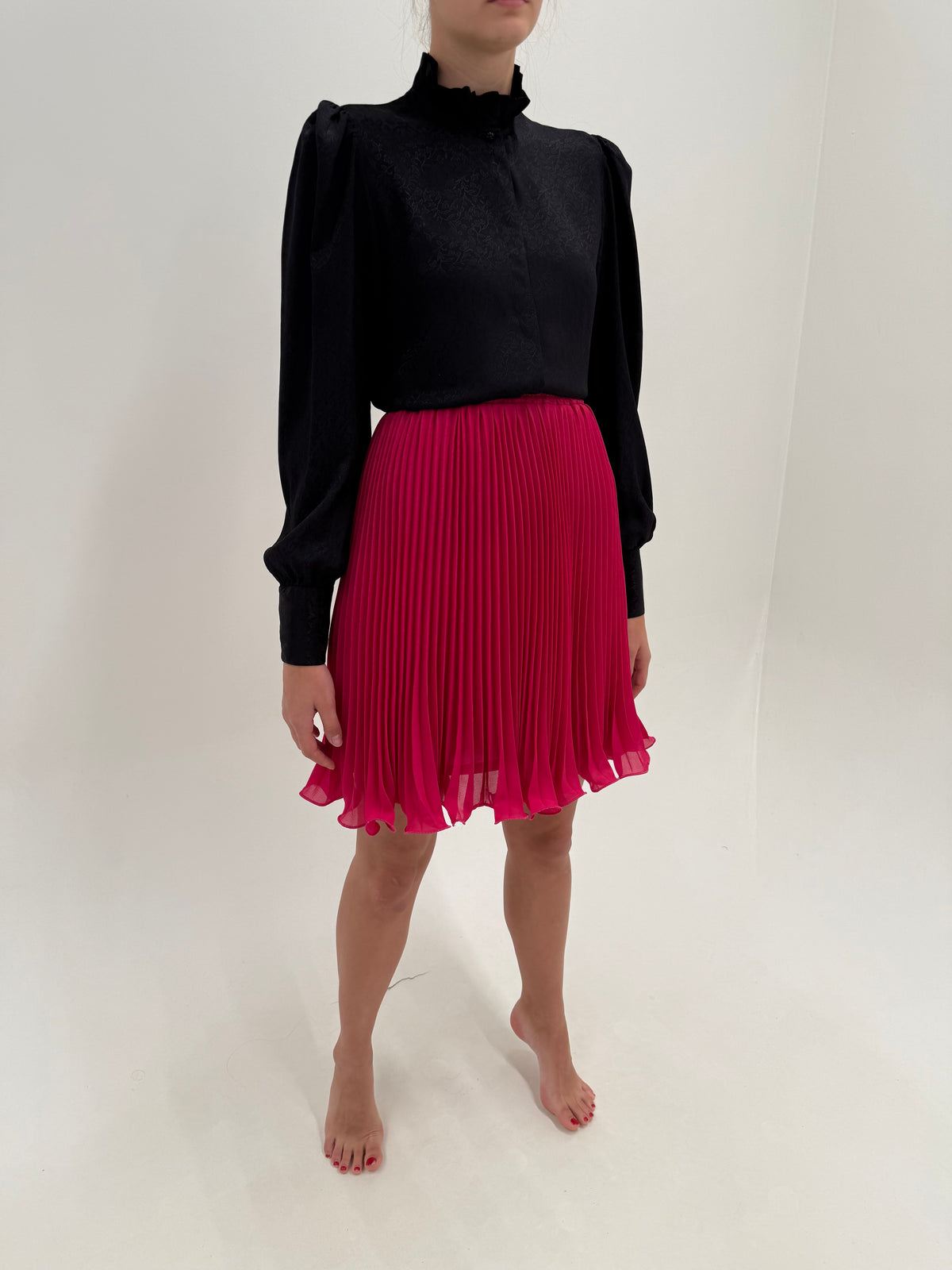 Fustă Luisa Spagnoli electric pink plisată ultra amplă cu talie înaltă elastică