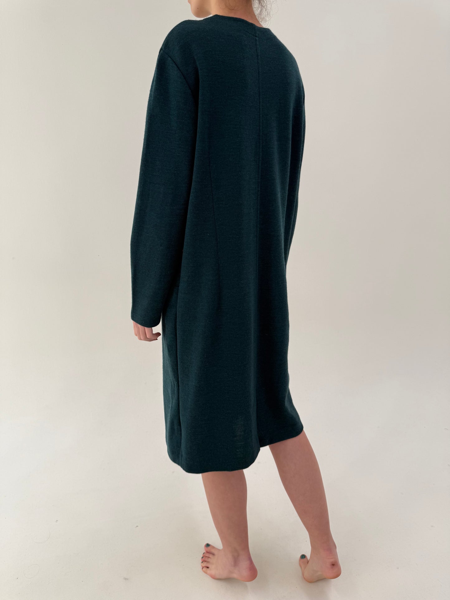 Rochie midi din tricot extrafin gros și dens de lana extragina forest green