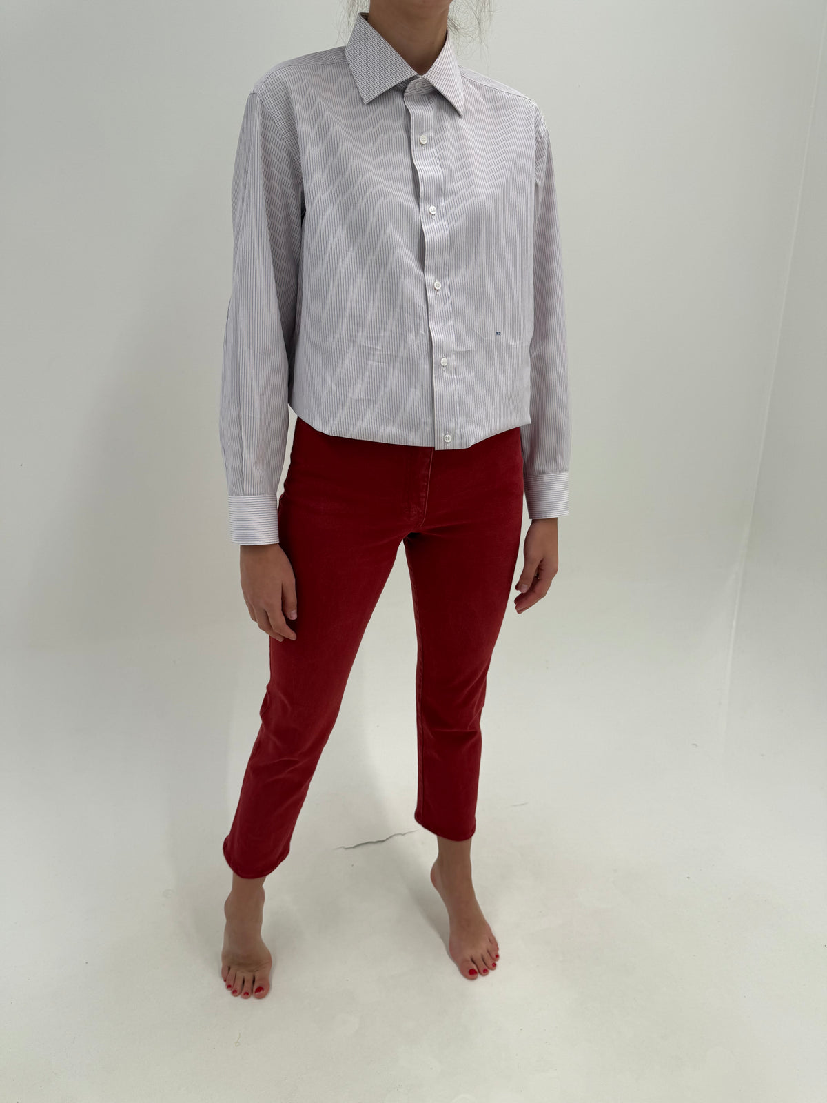 Jeans ultra confort whine red cu talie înaltă