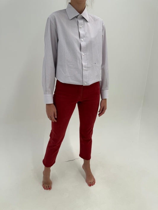 Jeans ultra confort whine red cu talie înaltă
