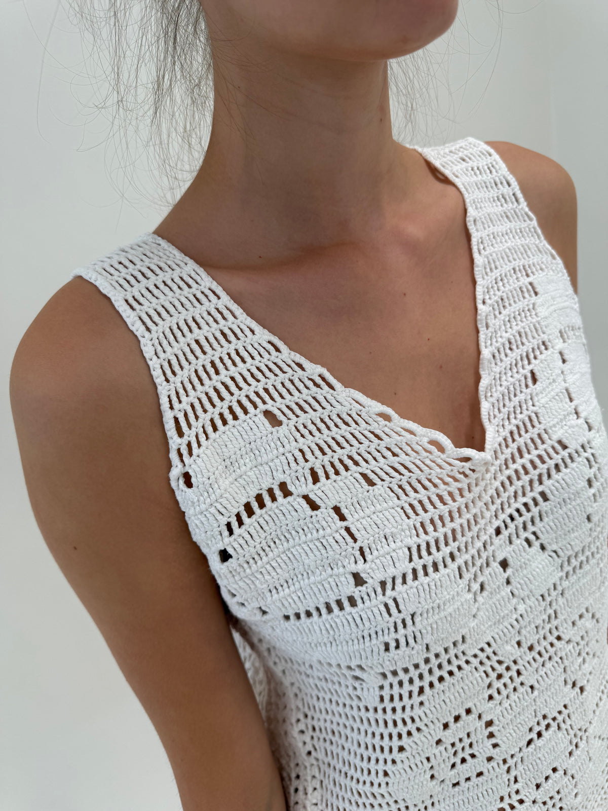 Top excepțional din macrame de bumbac  lucrat manual