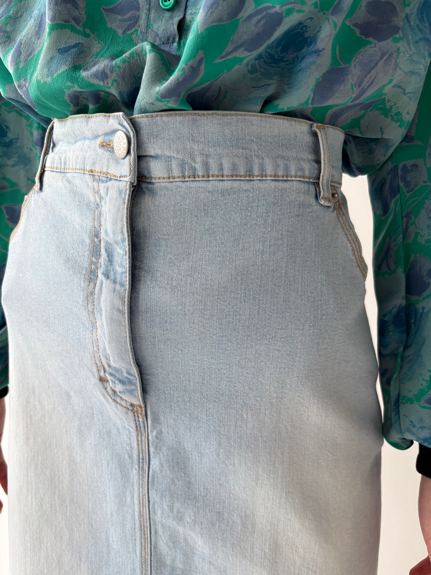 Fustă A-line de brand luxury plus size Marina Rinaldi  din jeans moale