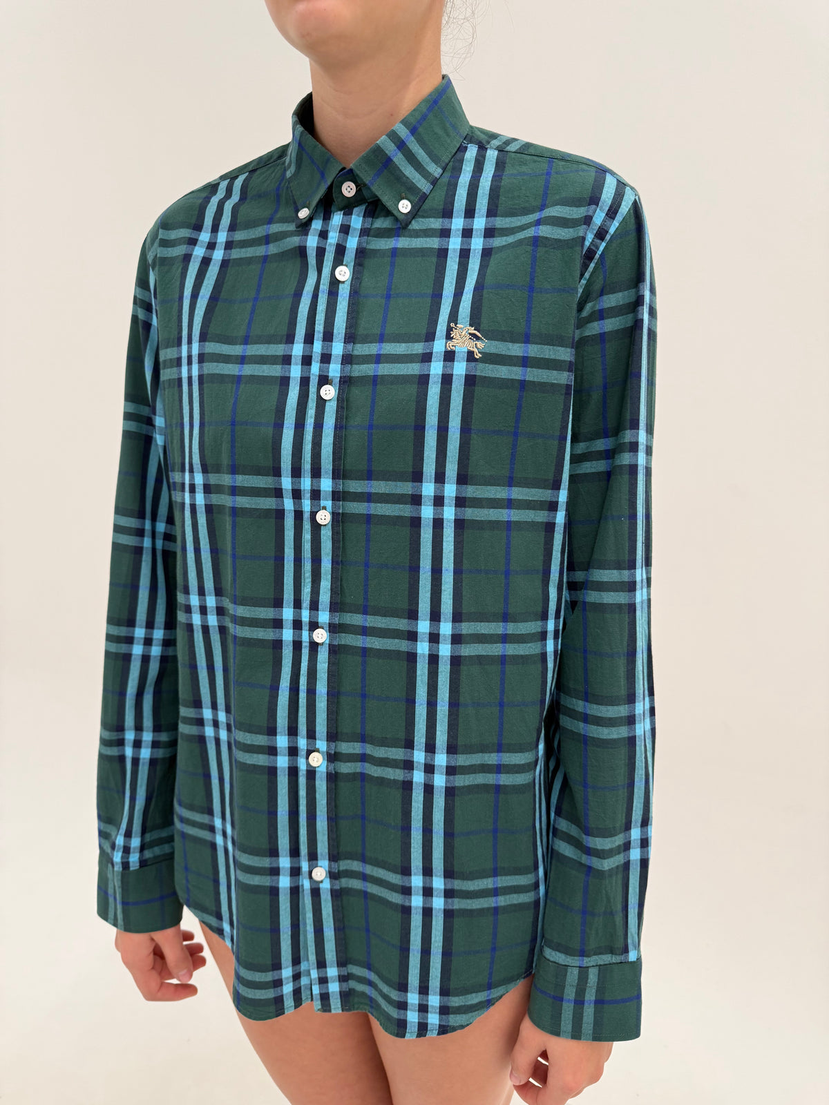 Cămașa Burberry button down cu print specific brandului din bumbac