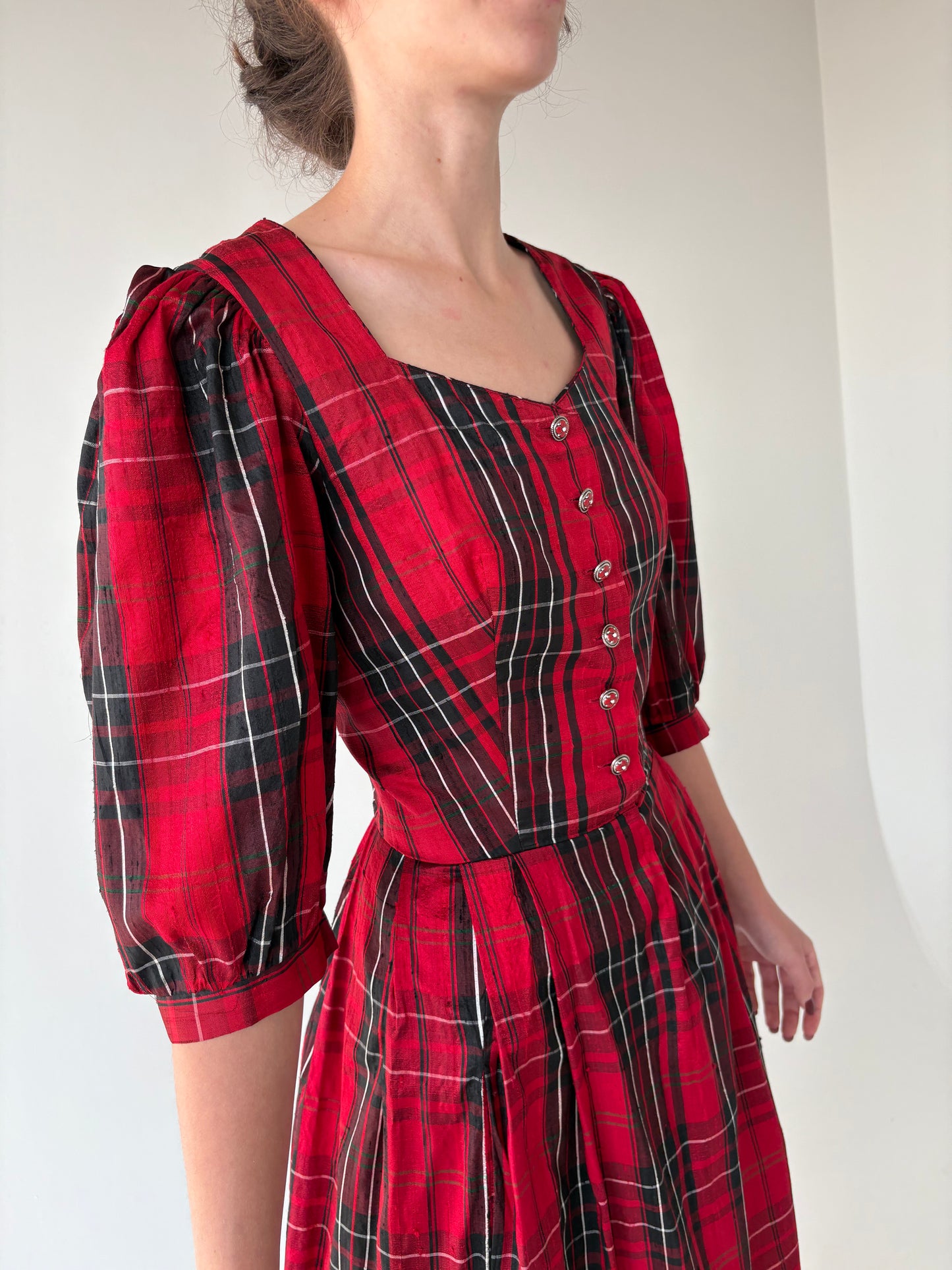 Rochie din mătase naturală dupioni cu corsaj
