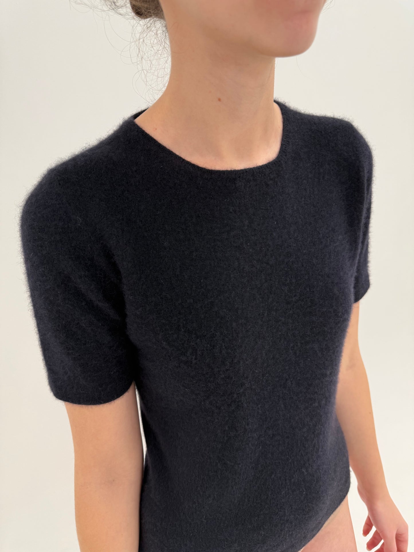 Set negru din cașmir multiply de brand luxury top + cardigan