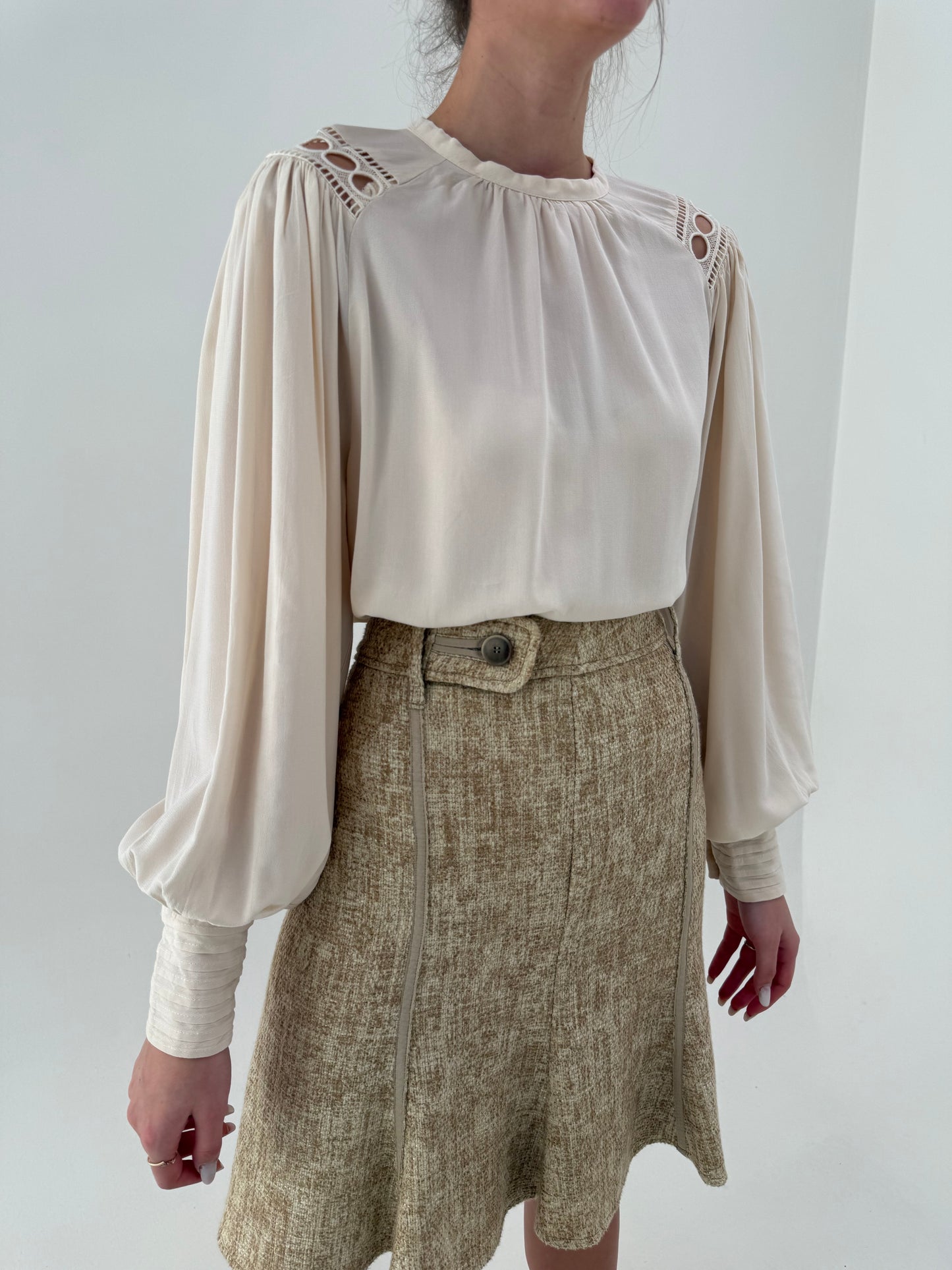 Deux piece clasic Max&Co by Max Mara din tweed de bumbac cu în