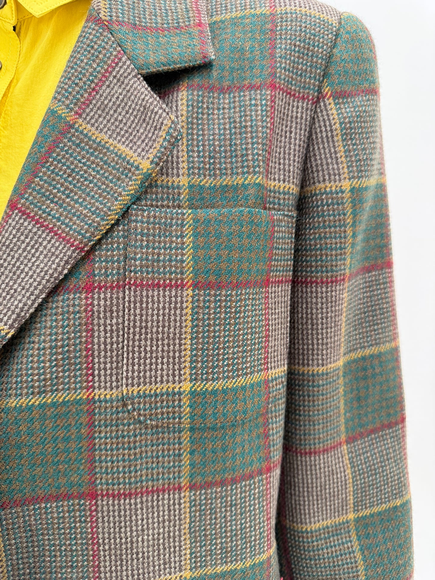 Sacou Dior vintage petite în carouri din lana cu buzunare aplicate