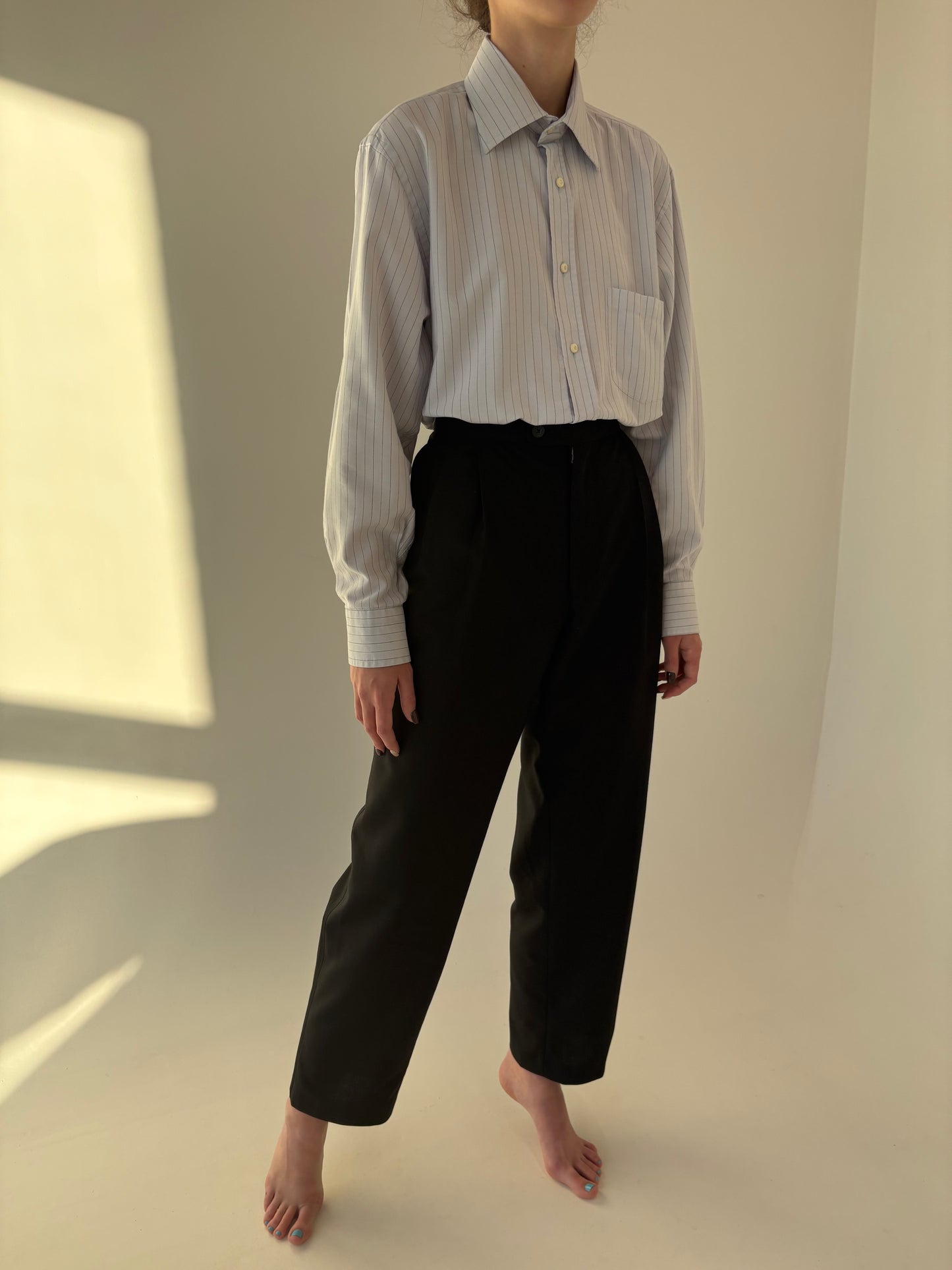 Pantaloni negri cu vipușca din lana extrafina tall de la zi la cocktail