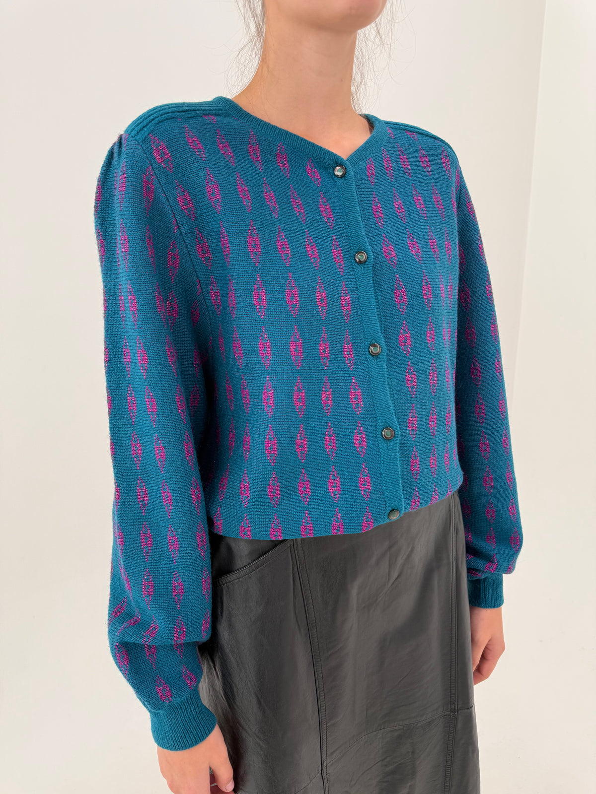 Jacheta vintage italiană din tricot de alpaka și lana în culori superbe