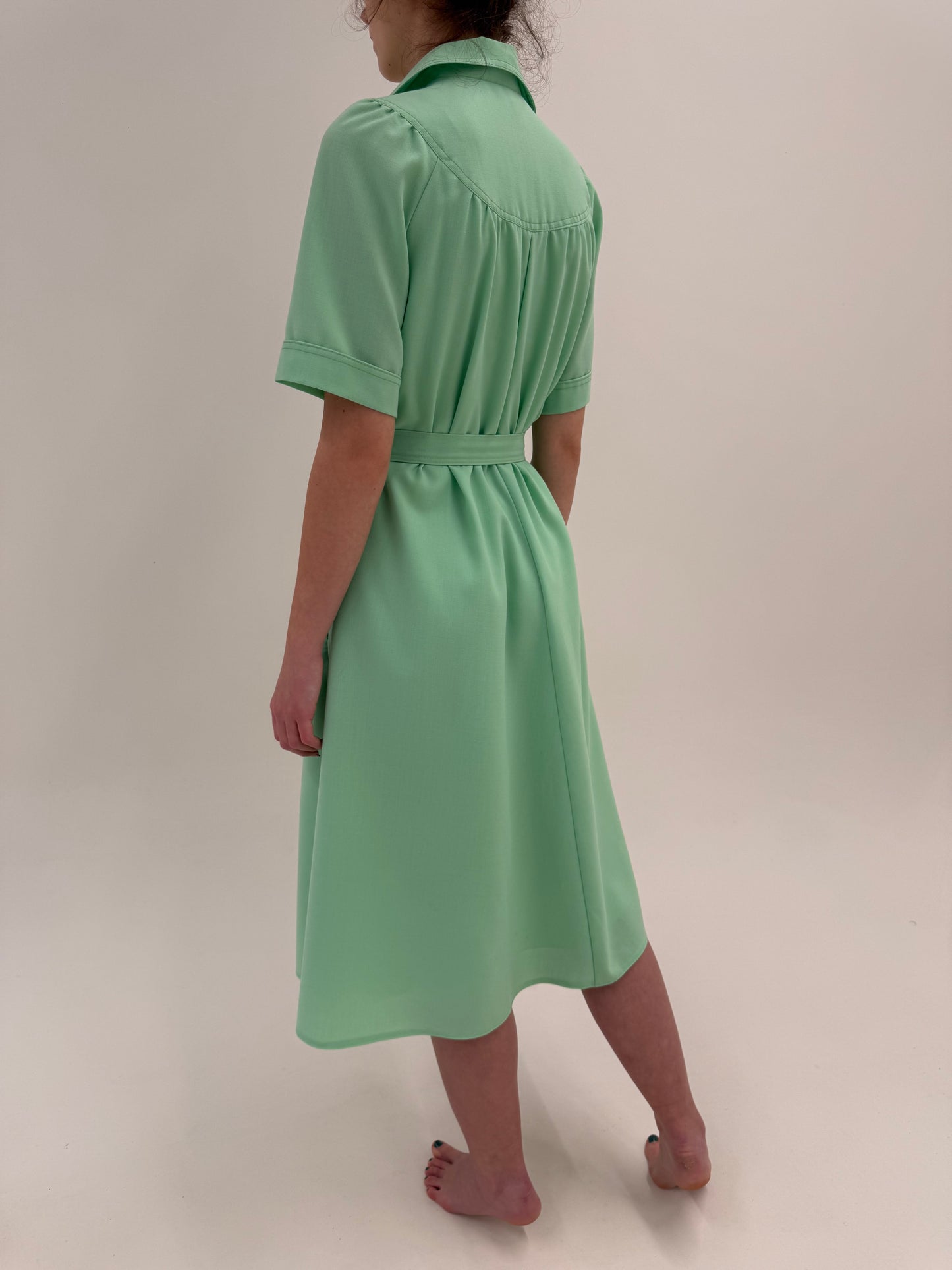 Rochie vintage în croi de ani 50 midi spre maxi din lana extrafina cu talie marcată