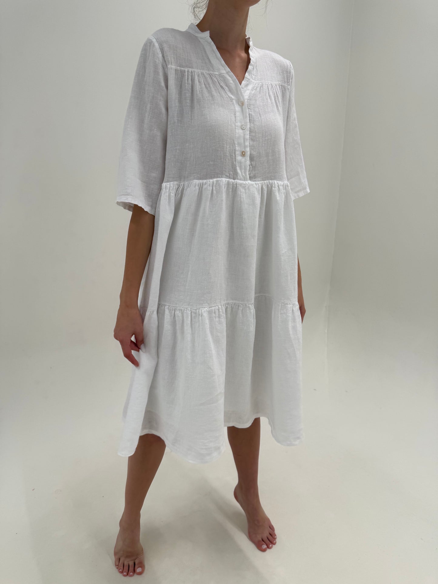 Rochie italiană în croi lejer din in premium căptușită tot cu in fin