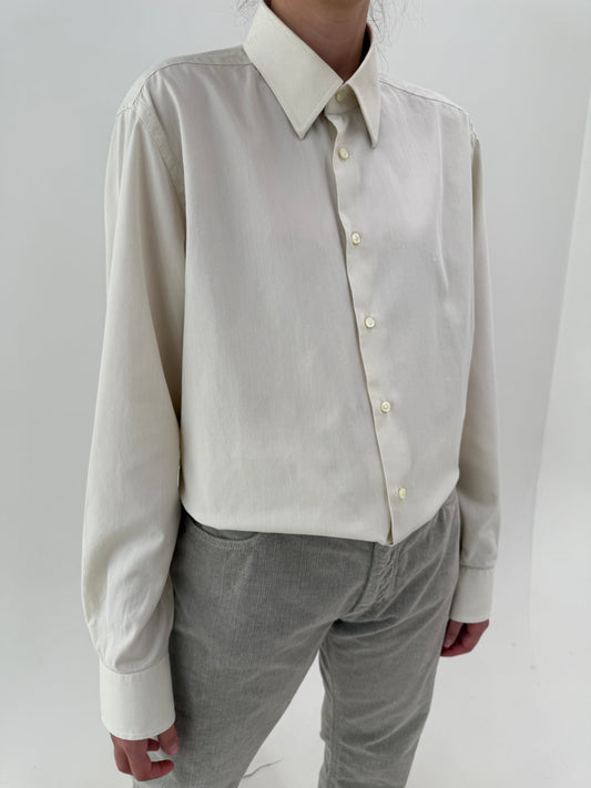 Cămașa luxury Ungaro off white din poplin excepțional texturat de bumbac