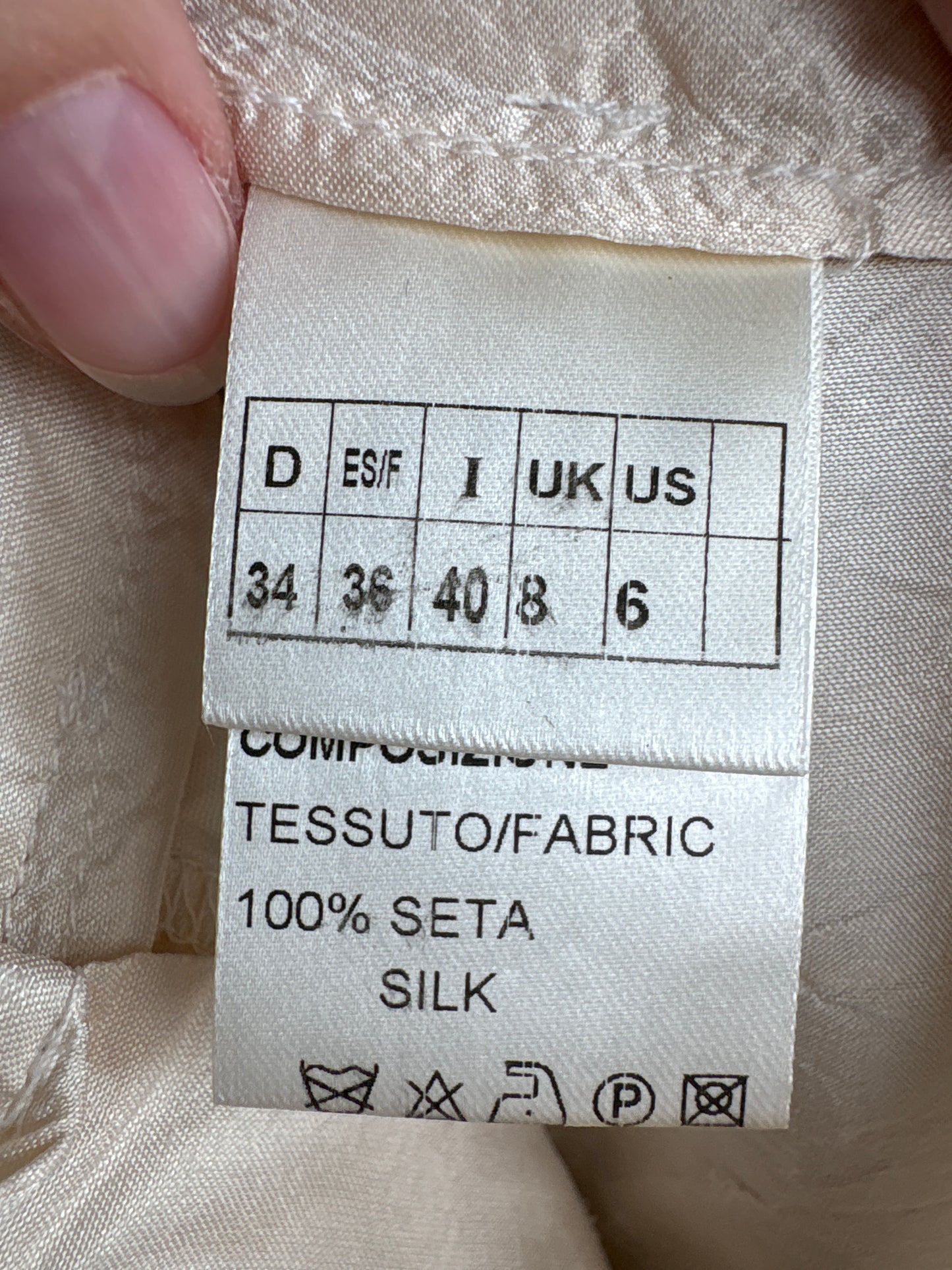 Pantaloni petite butter white perlati din mătase naturală dupioni