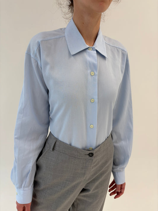 Cămașa premium baby blue Stefanel din poplin excepțional texturat