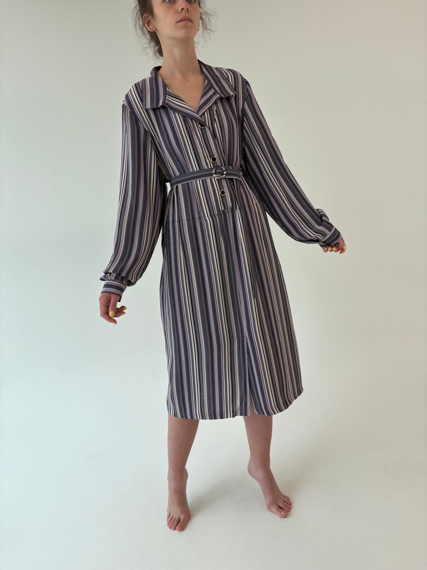 Rochie vintage plus size din mătase naturală grea cu talie reglabilă