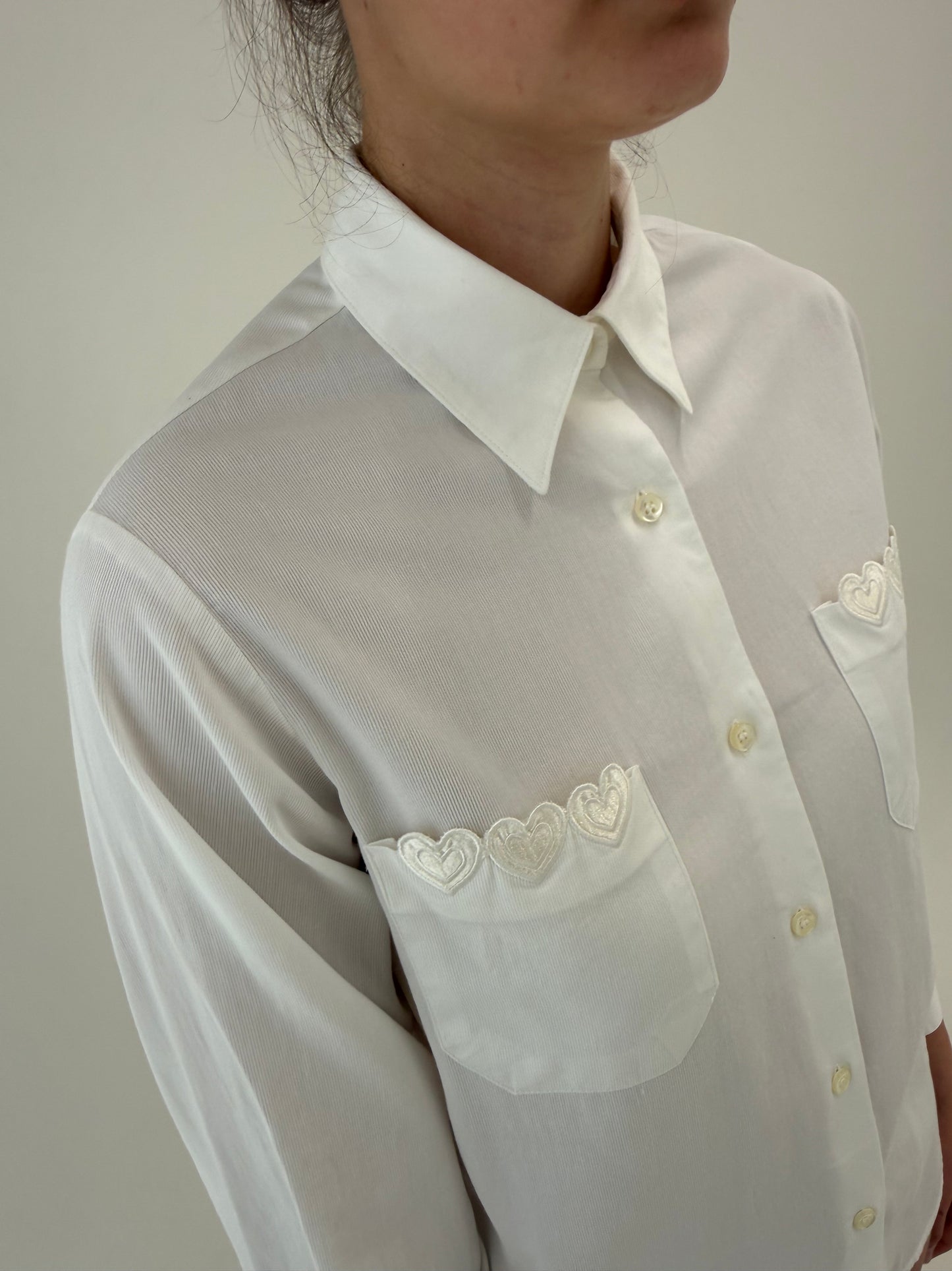 Cămașa vintage petite  din poplin excepțional cu broderie