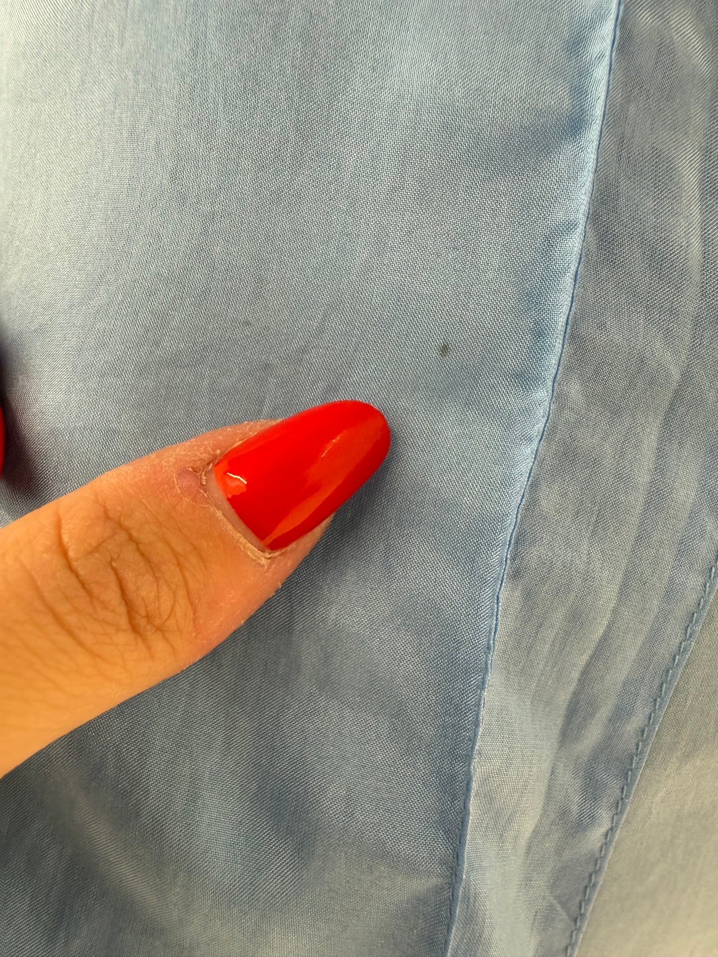 Salopetă tallbaby blue din mătase naturală cu talie ultra înaltă elastică