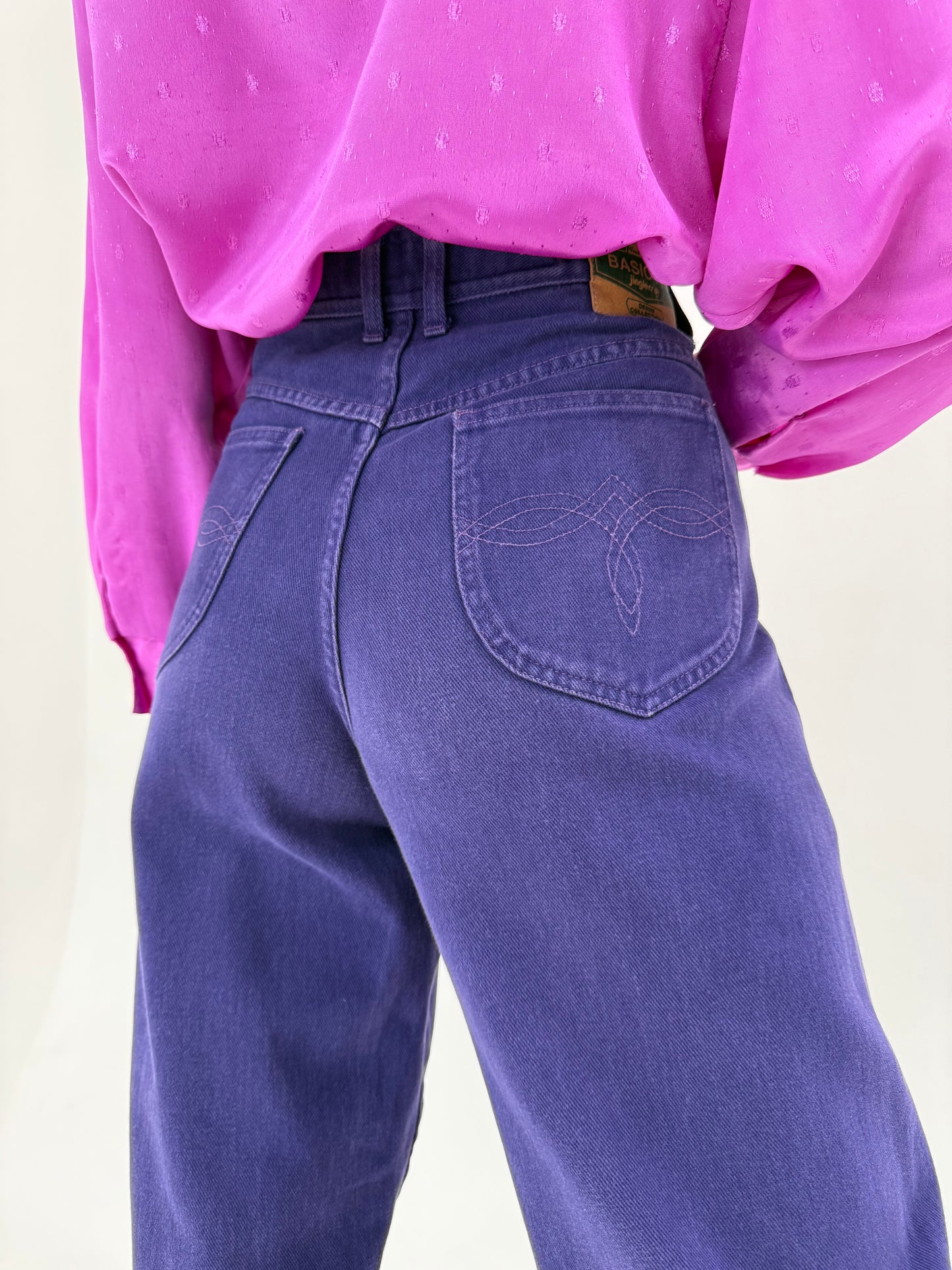 Jeans vintage premium tall mom fit purple cu talie ultra înaltă