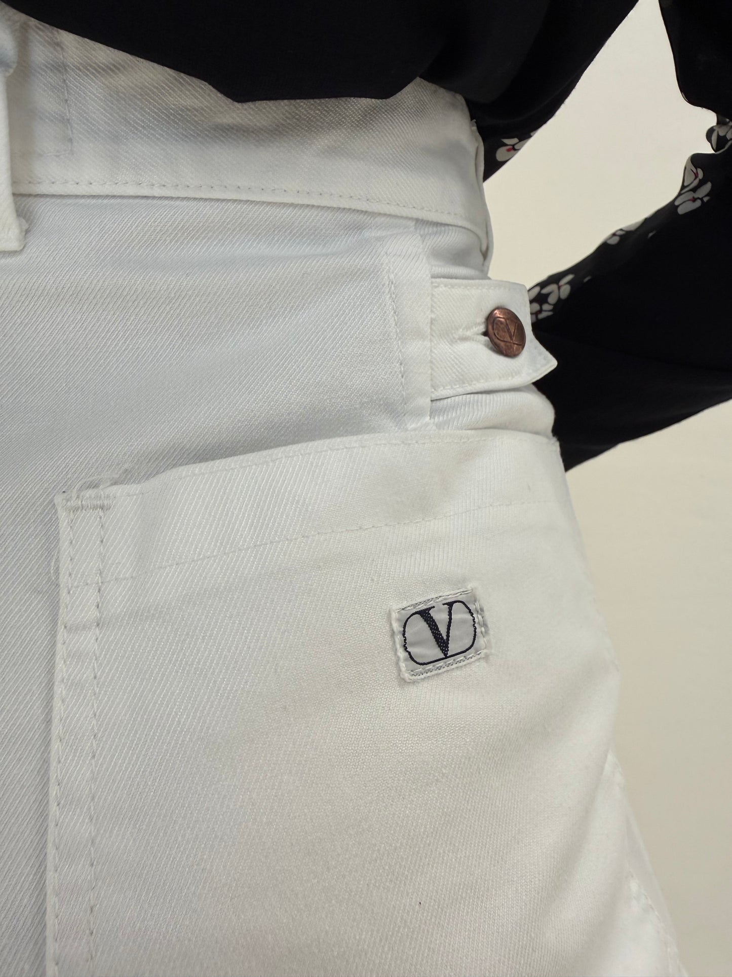 Jeans tall Valentino de vară din de bumbac cu talie extrem de înaltă